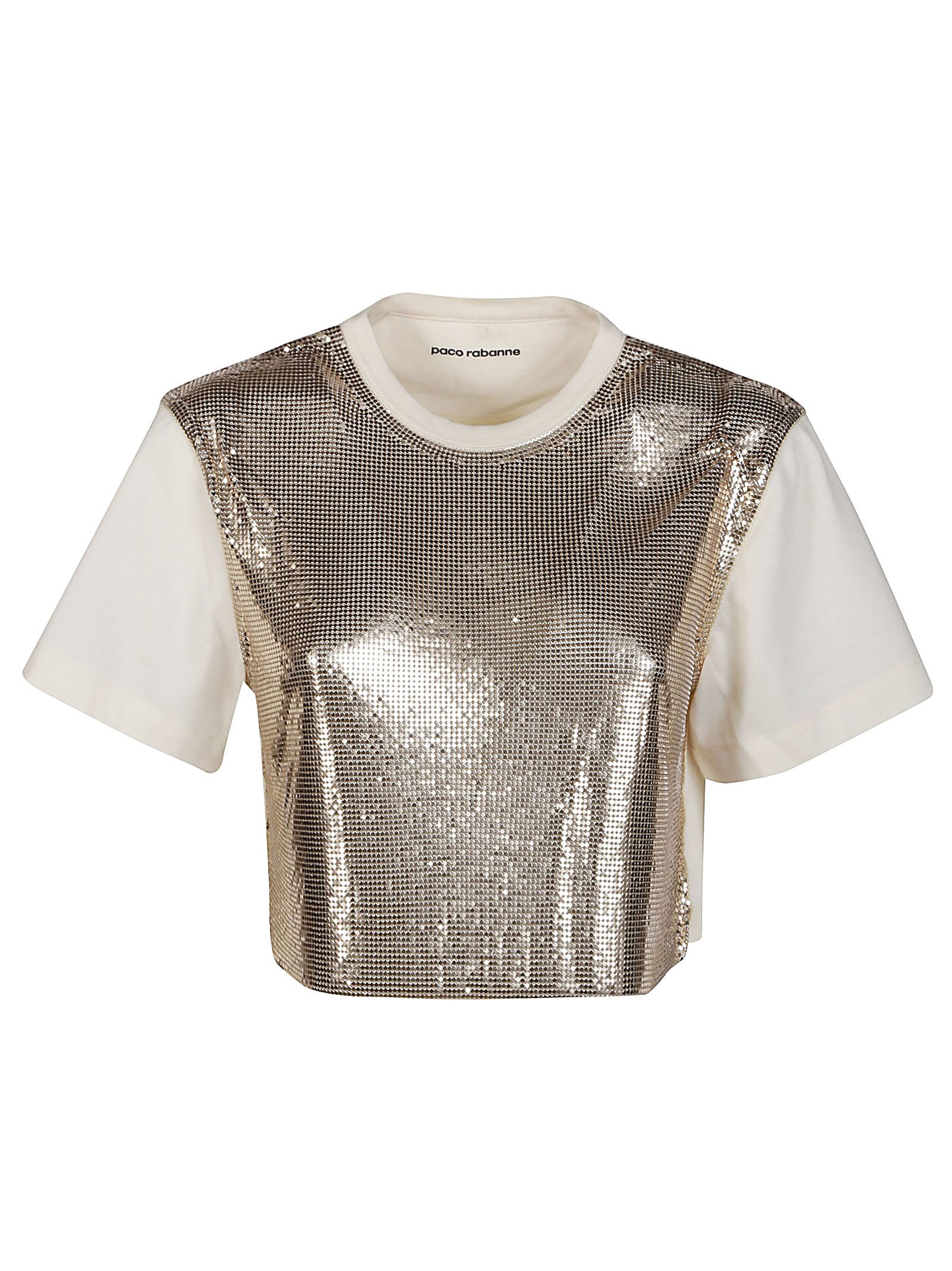 Shop Rabanne Cropped T-shirt In Nude