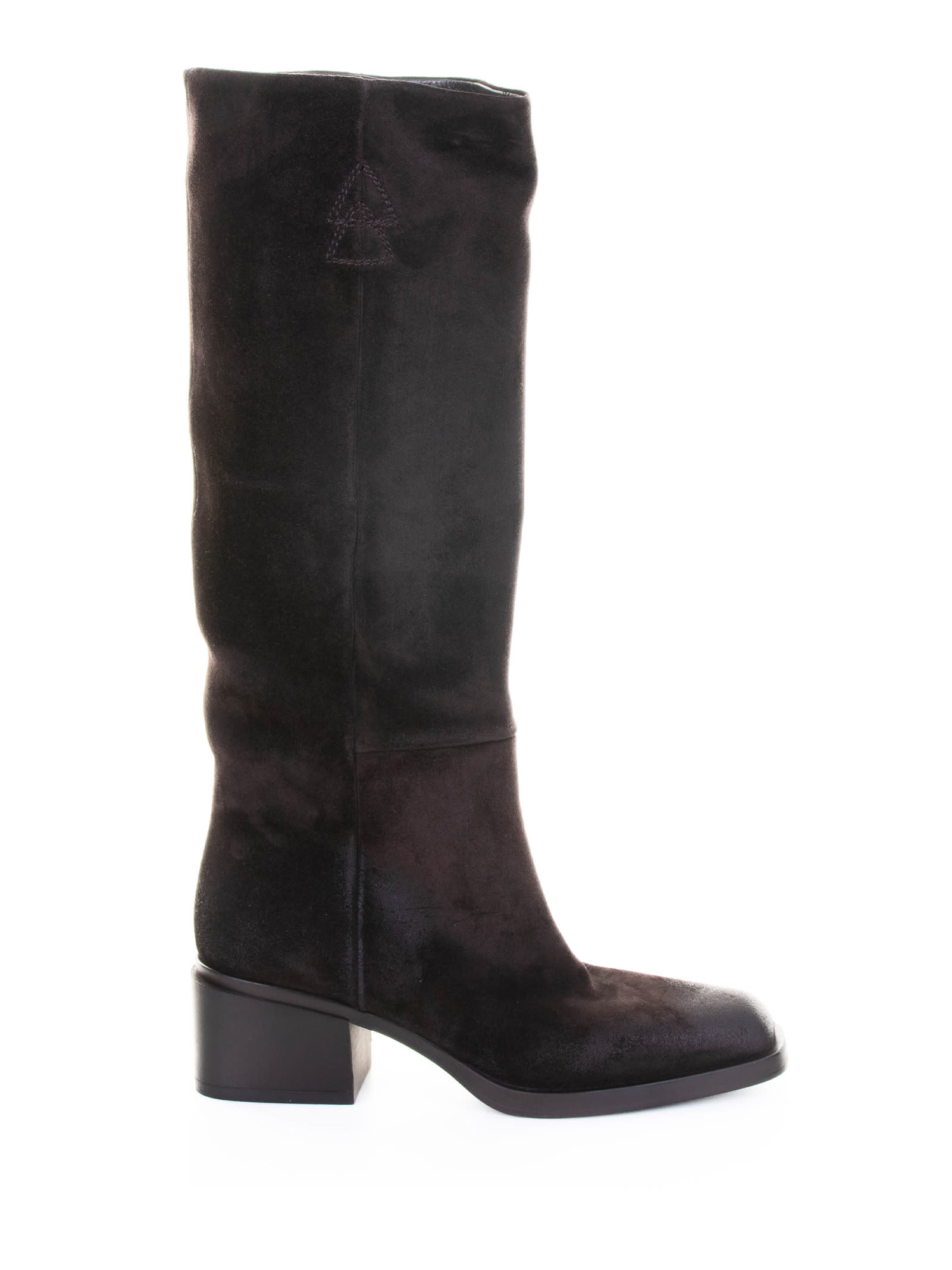 Elena Iachi Ebony Suede Zip-up Boot In Brown