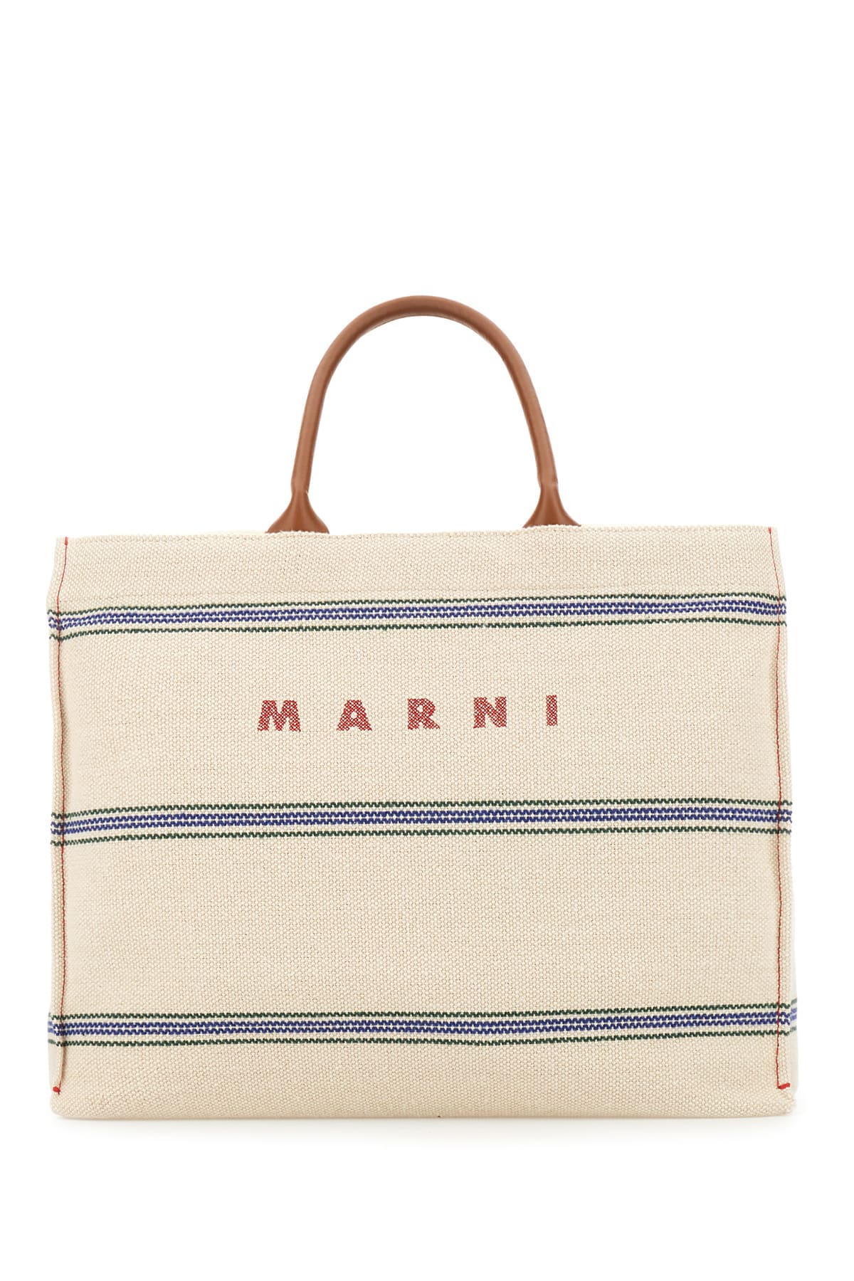 Shop Marni Embroidered Cotton Blend Shopping Bag In Zo706