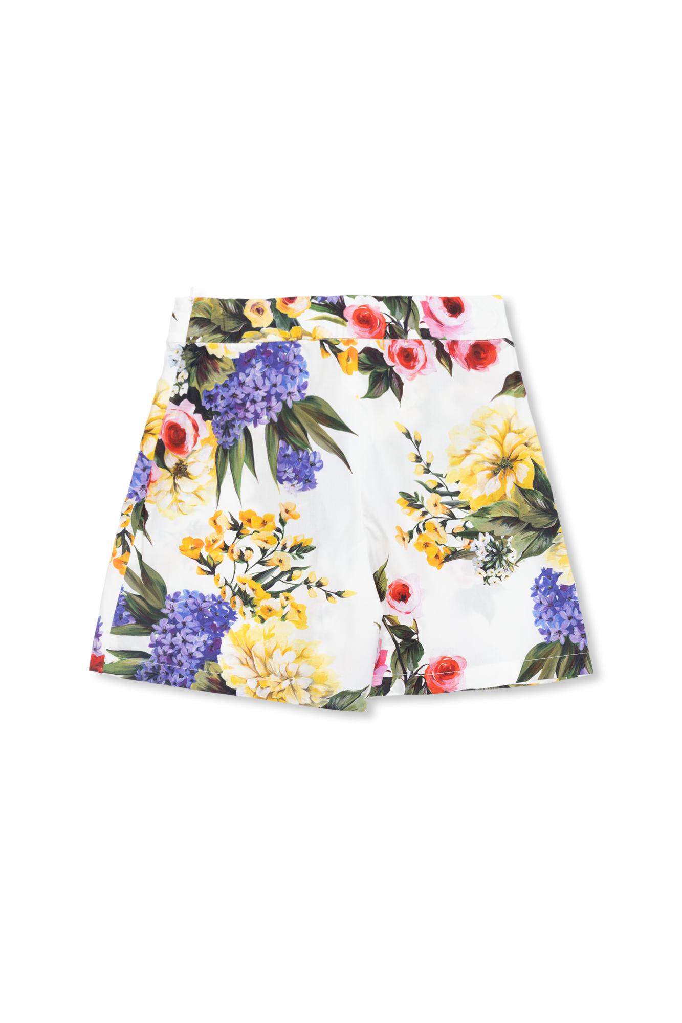 Shop Dolce & Gabbana Kids Skirt-shorts With Floral Motif In White