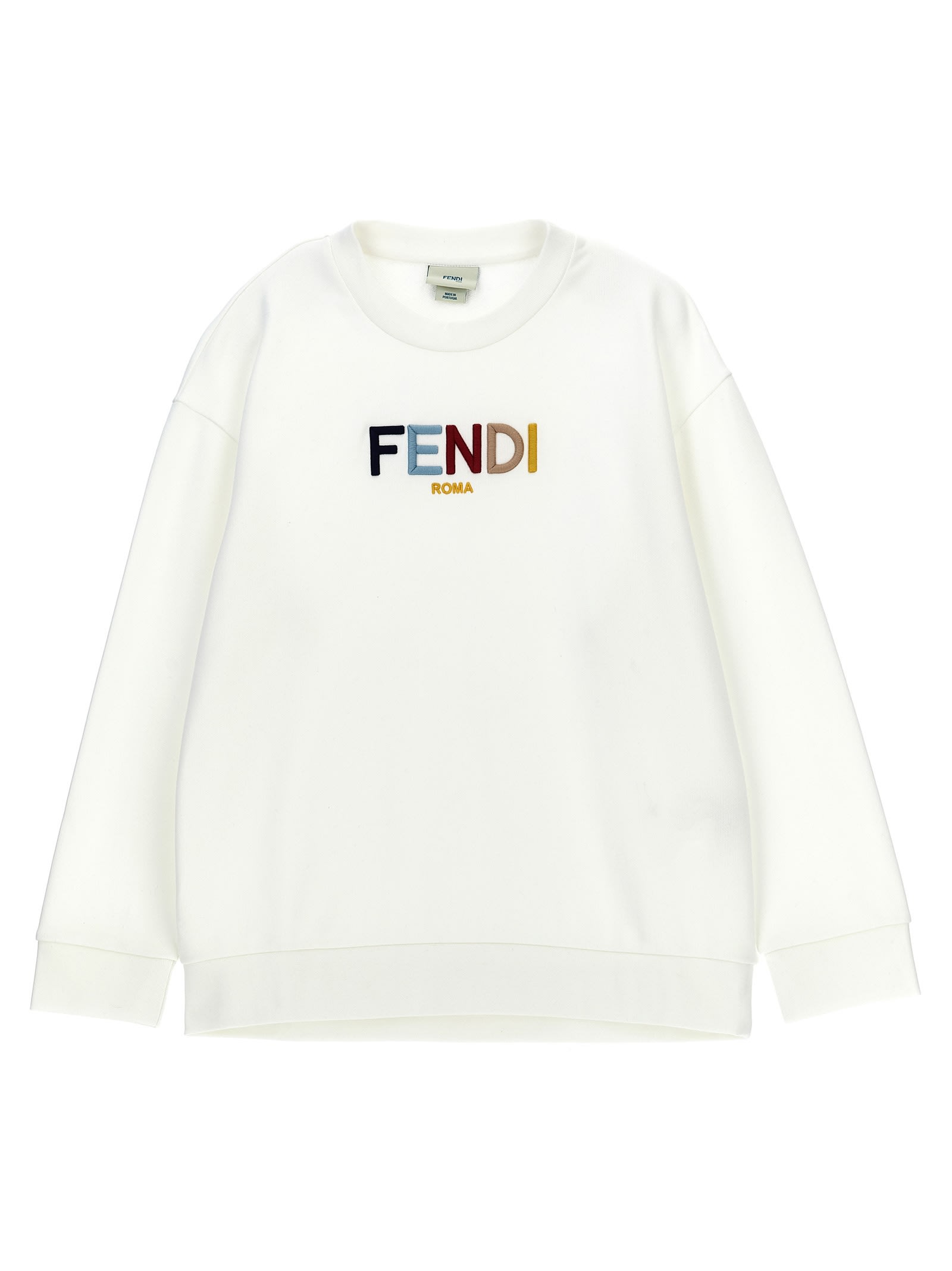 Fendi Kids' Logo Embroidery Sweatshirt In Neutral