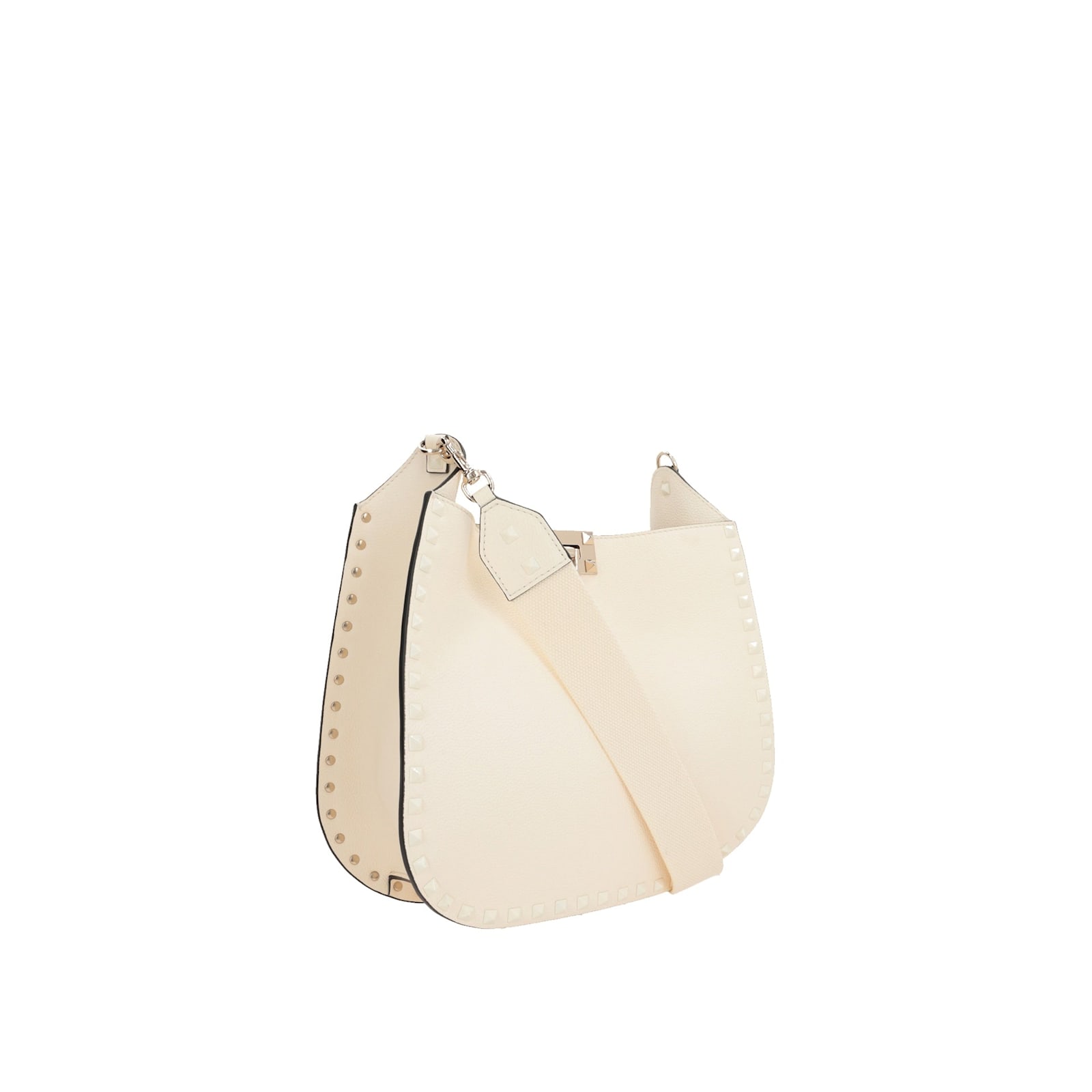 Shop Valentino Garavani Rockstud Hobo Bag In White