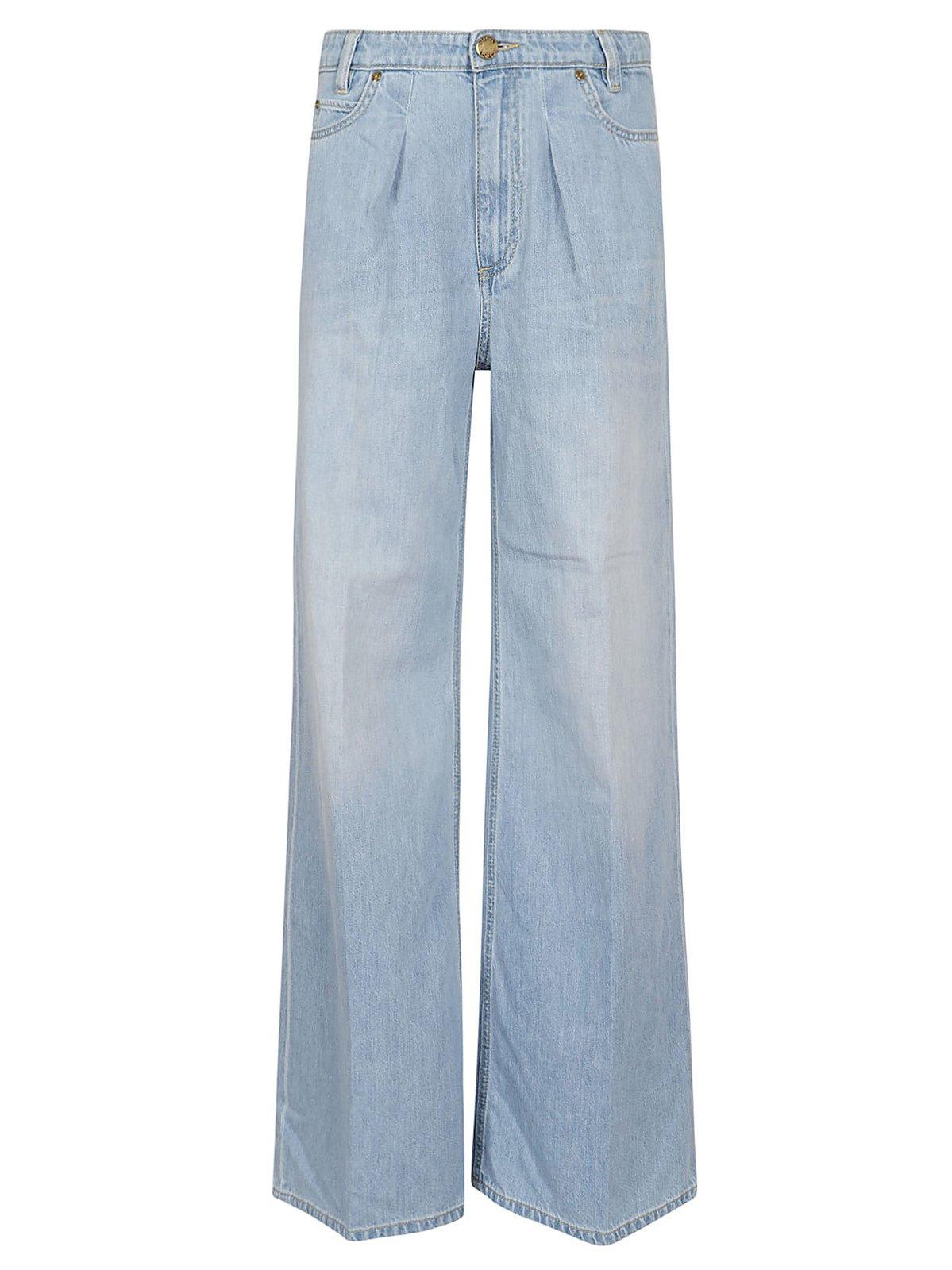 Shop Pinko Logo Patch Denim Jeans In Blu Denim