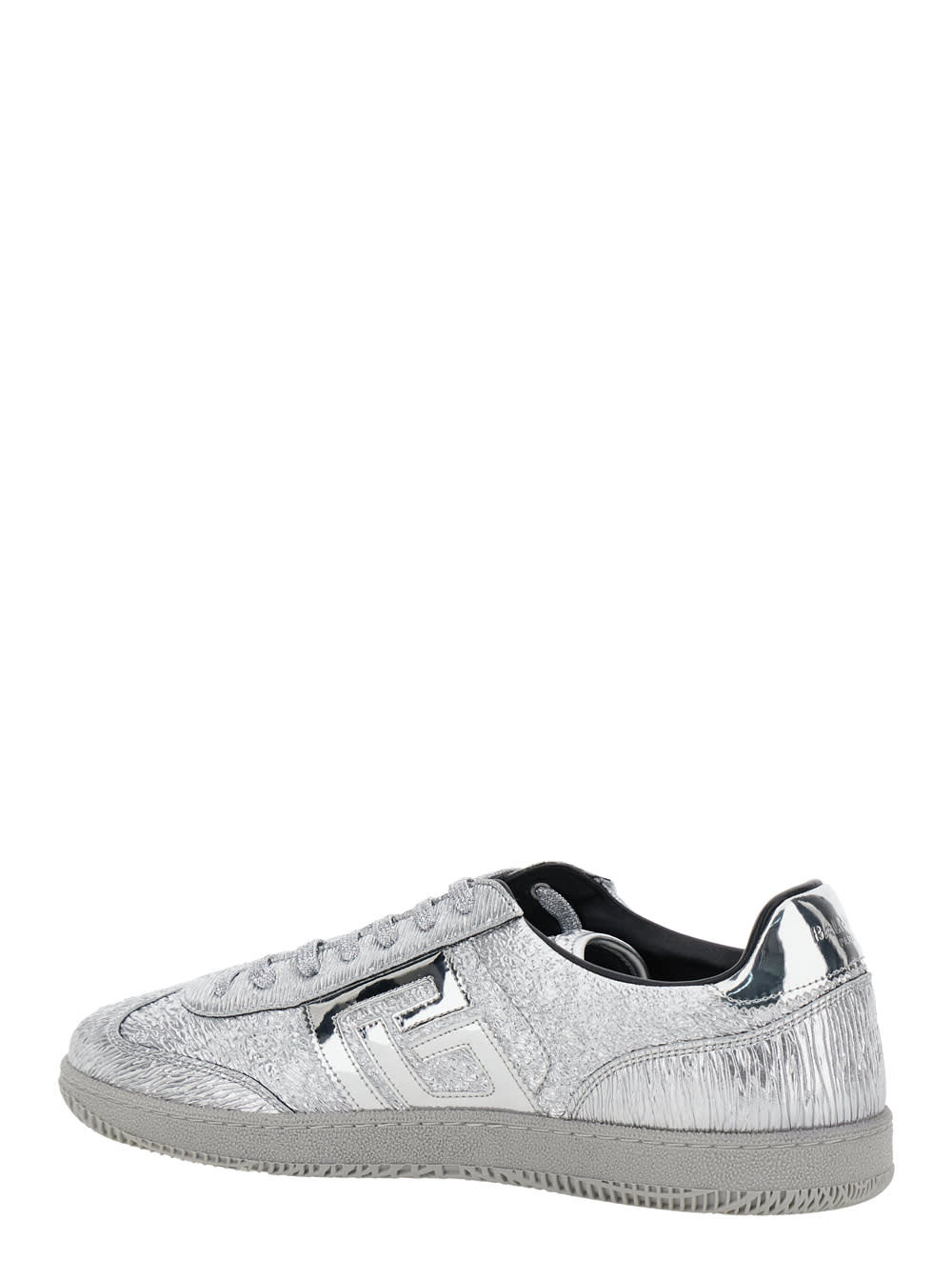 Balmain 'swan' Silver Colored Low Top Sneakers With Logo Detail In Metallic