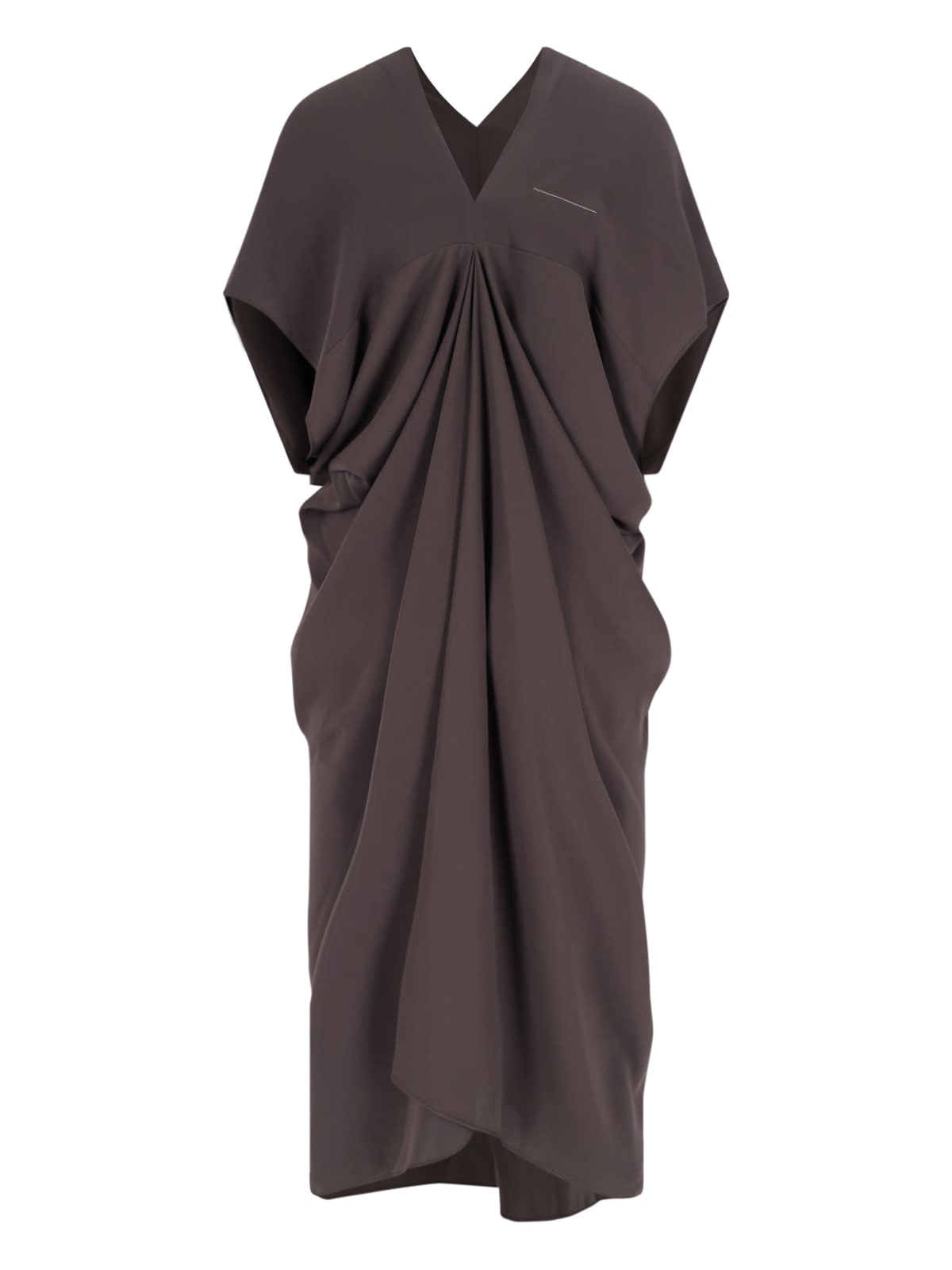 Mm6 Maison Margiela Brown Crepe Draped Midi Dress In Multi