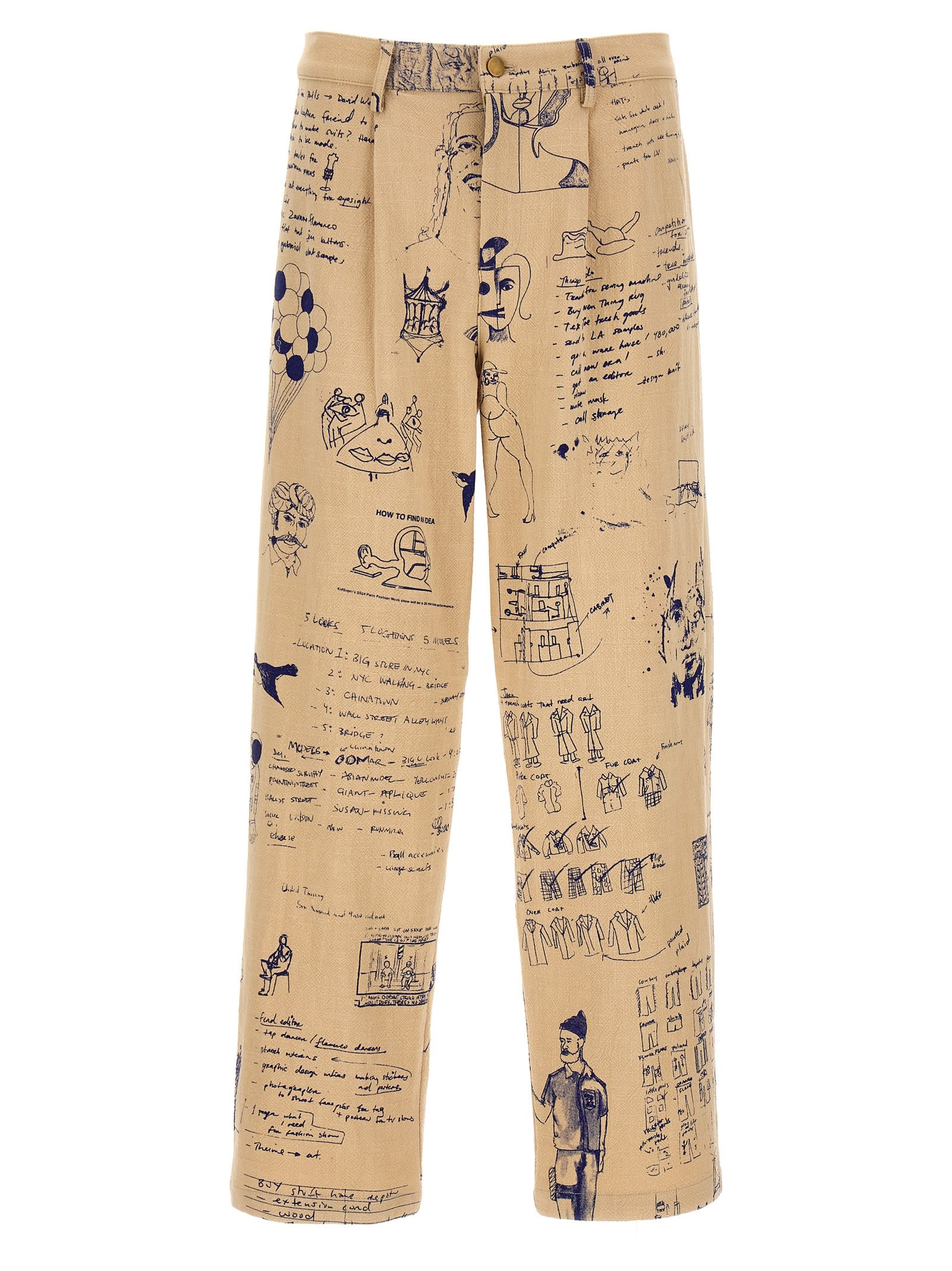 Shop Kidsuper Doodles Trousers In Beige