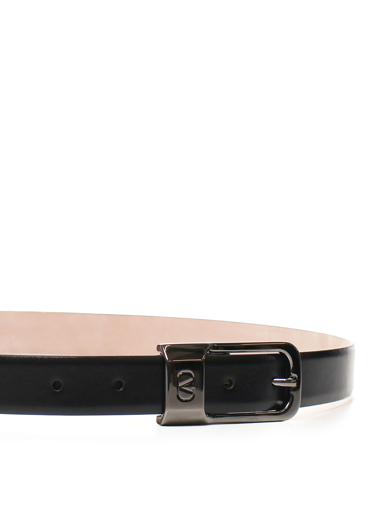 Shop Valentino Thin Belt In Calfskin In Black