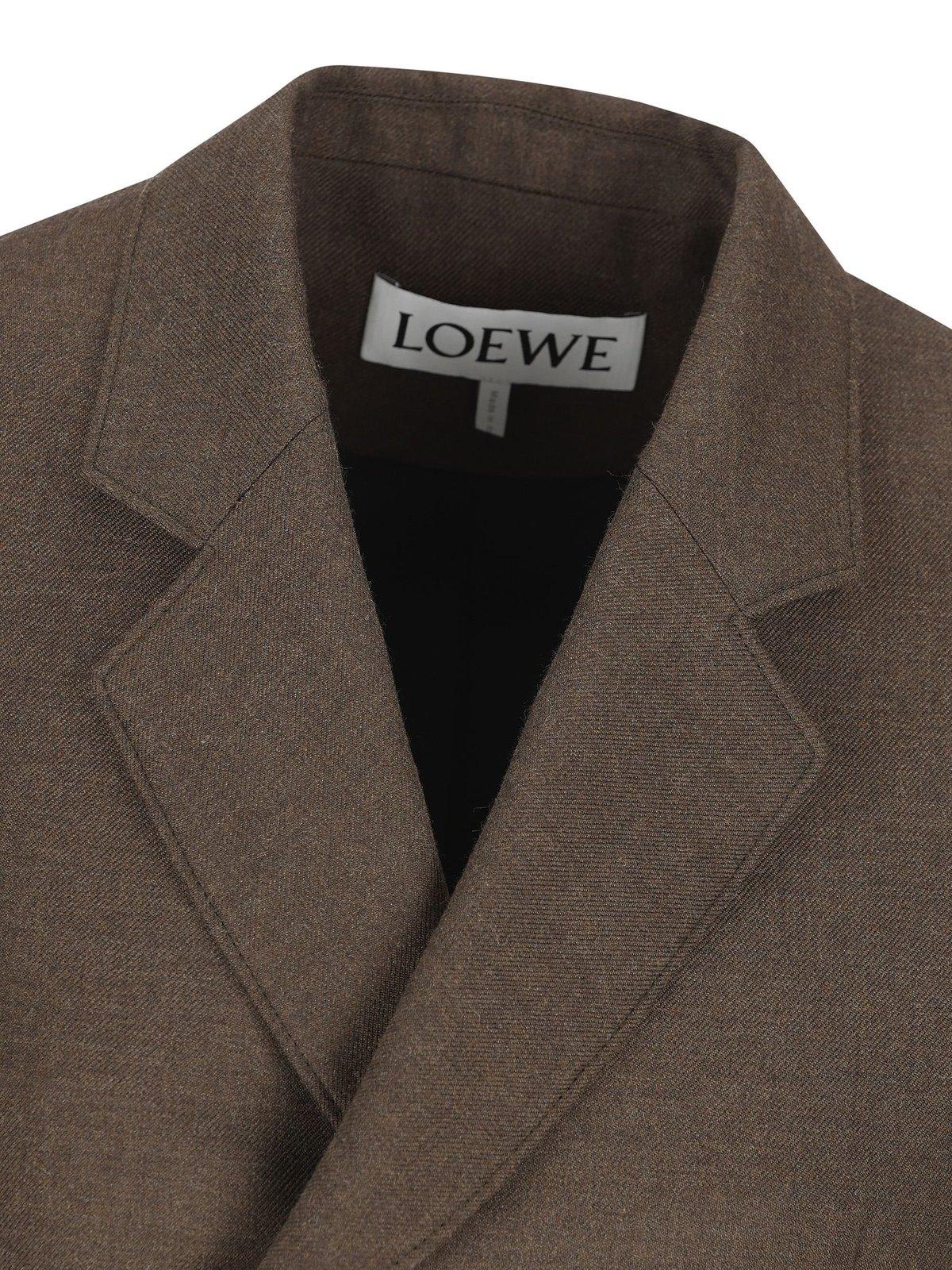 Shop Loewe Double Breasted Tailored Blazer In Dark Moss Melange