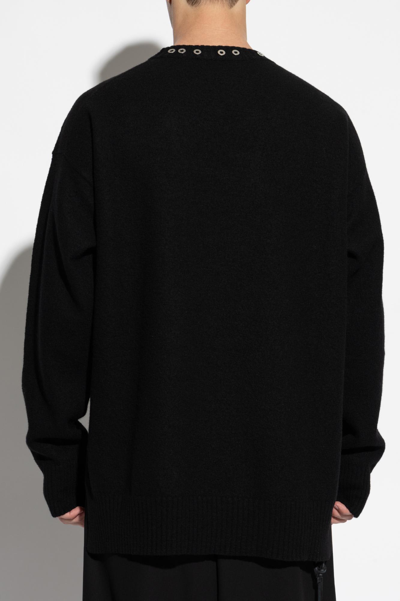 Jil Sander Crewneck Jumper With Stud Application In Black