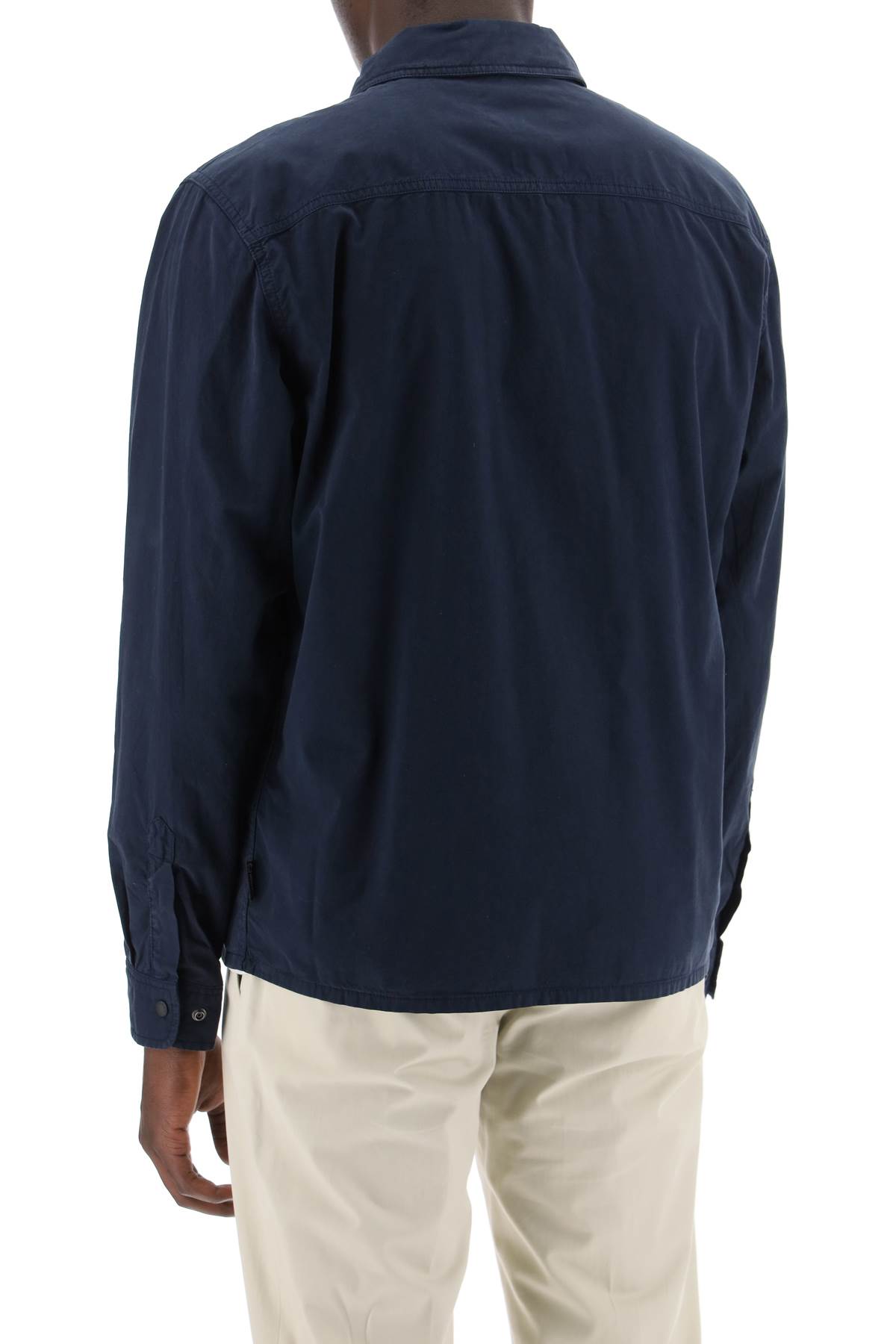 Shop Woolrich Cotton Overshirt For In Melton Blue (blue)