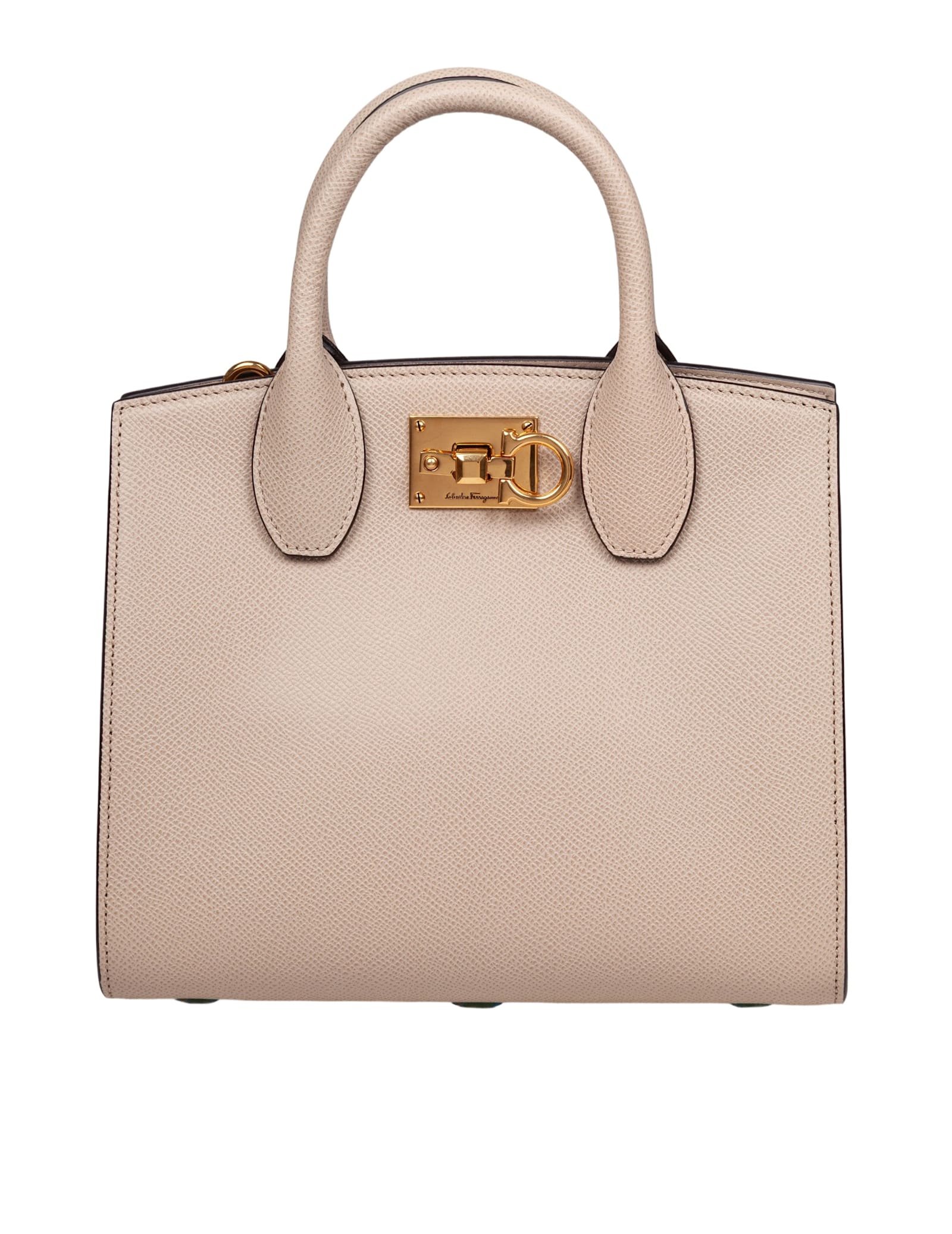Ferragamo Studio Box Bag In Hammered Leather Daino Color In Brown