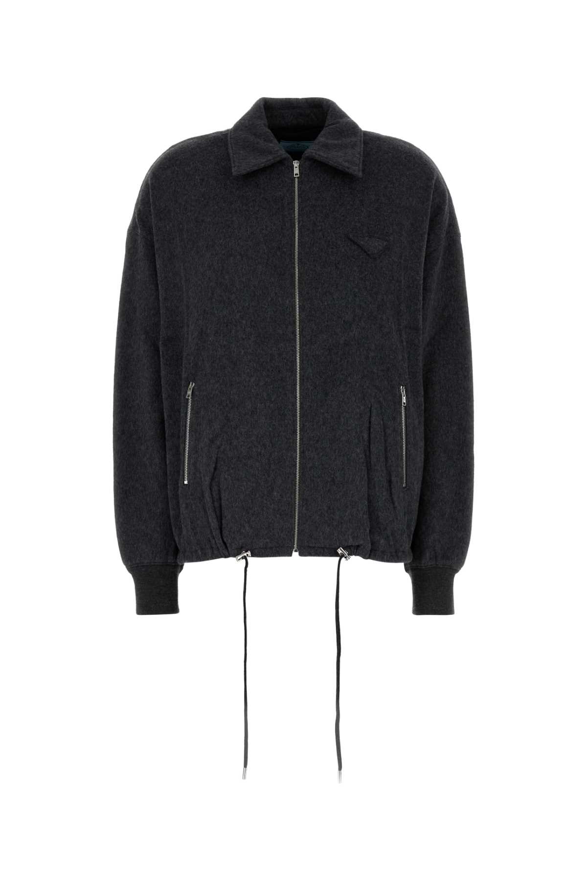 Prada Dark Grey Wool Blend Sweatshirt In Black
