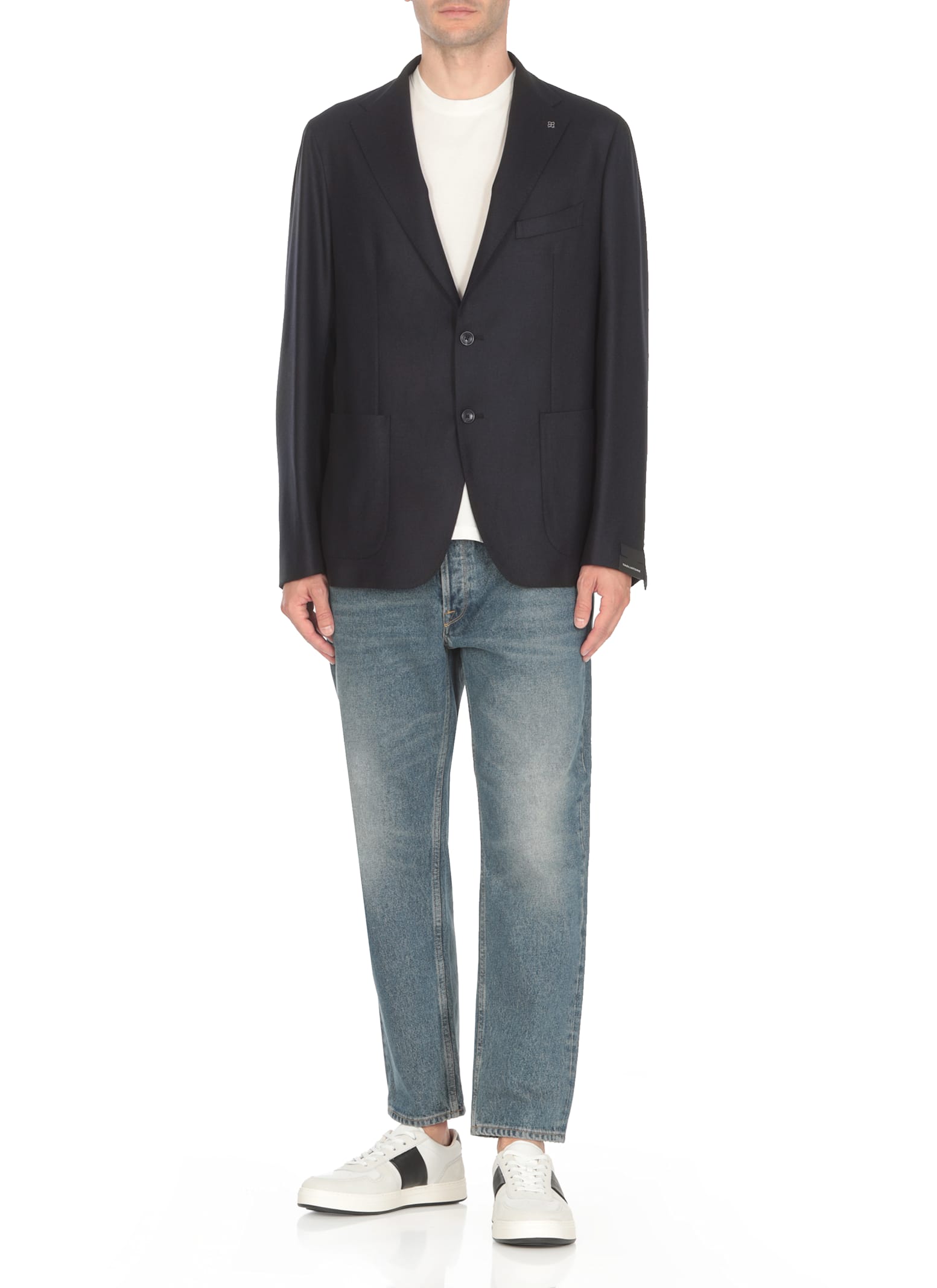 Shop Tagliatore Virgin Wool Jacket In Blue