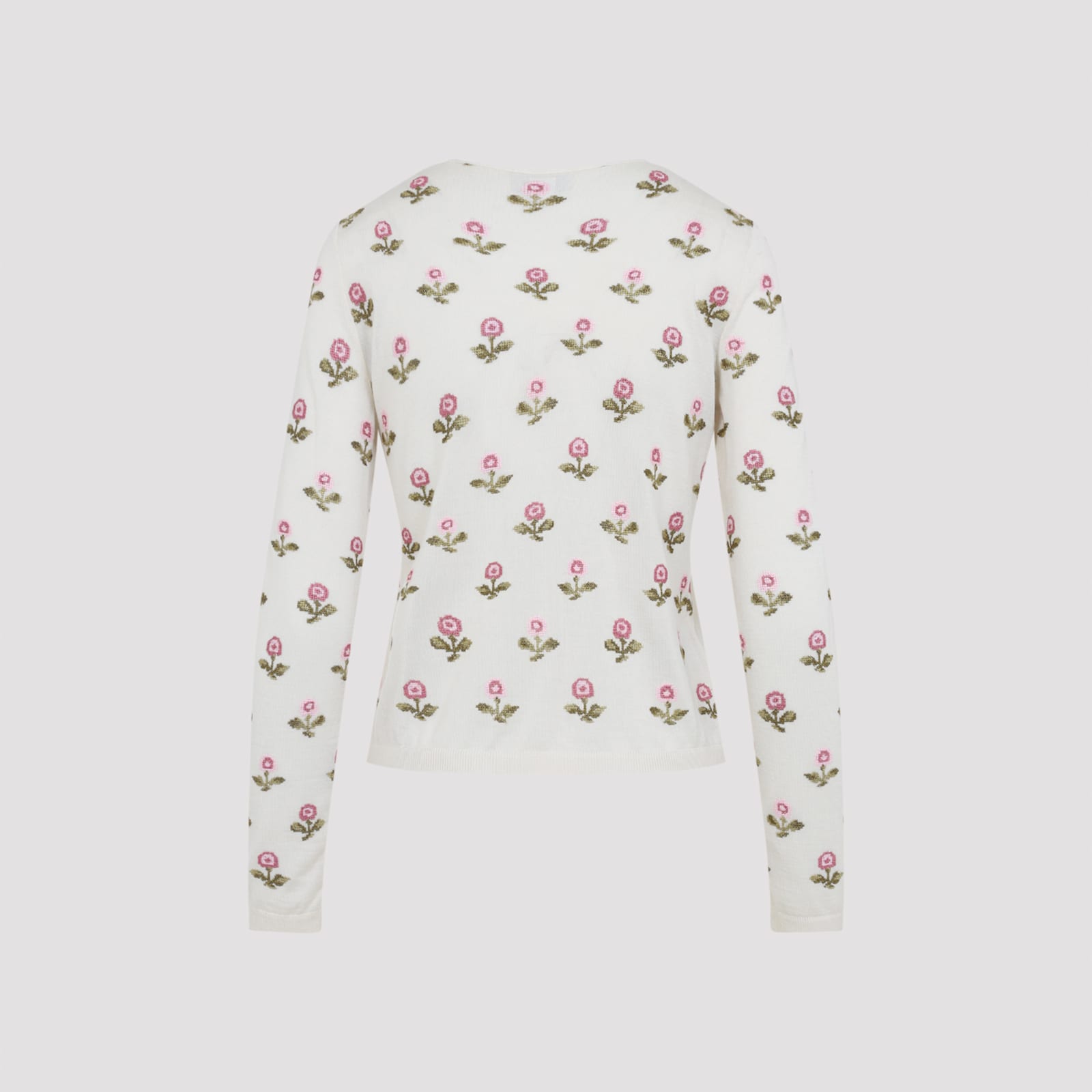 Giambattista Valli Floral-pattern Cashmere And Silk Blend Sweater In White