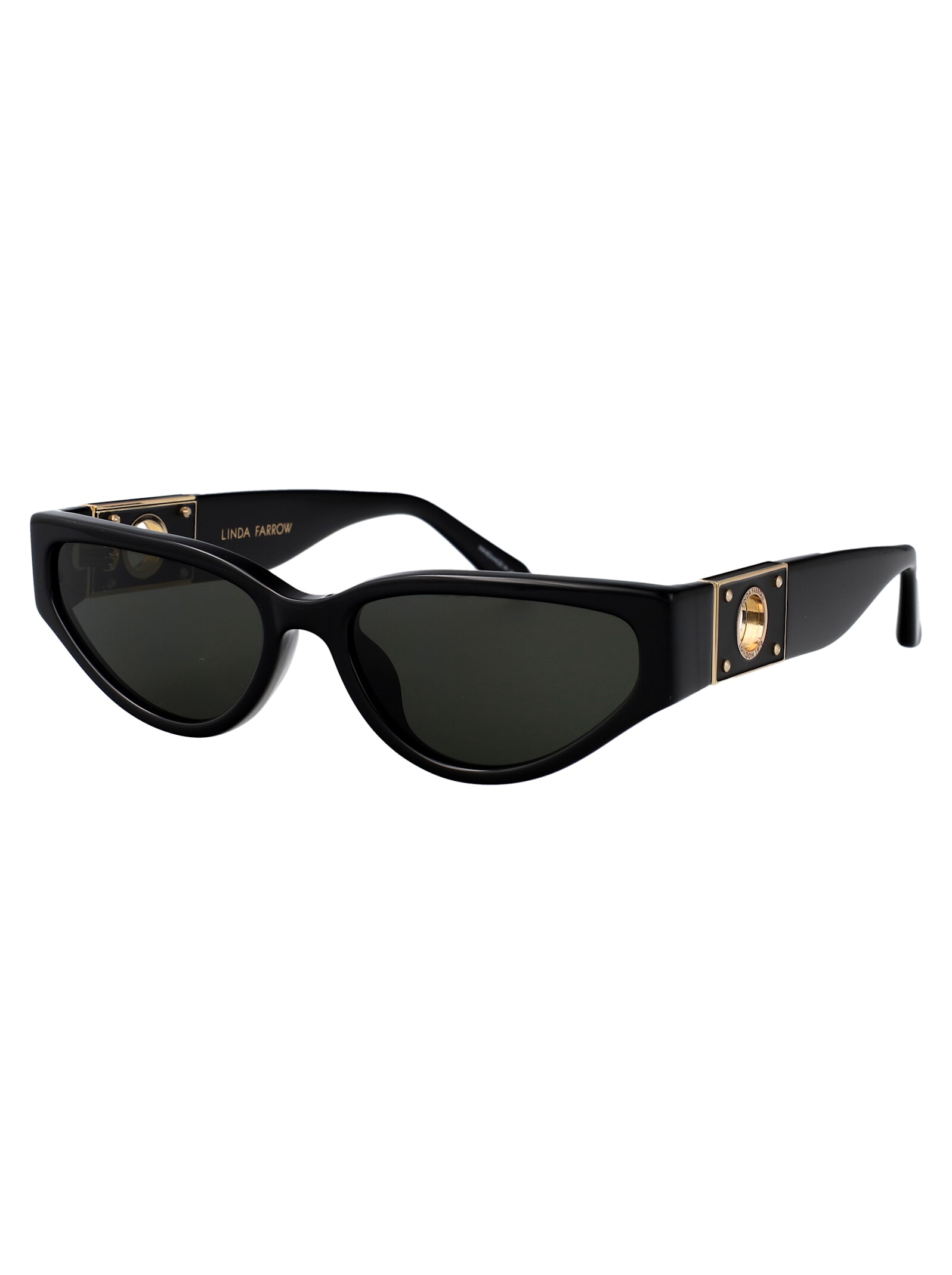 Linda Farrow Tomie Sunglasses In Black/yellowgold/black/grey