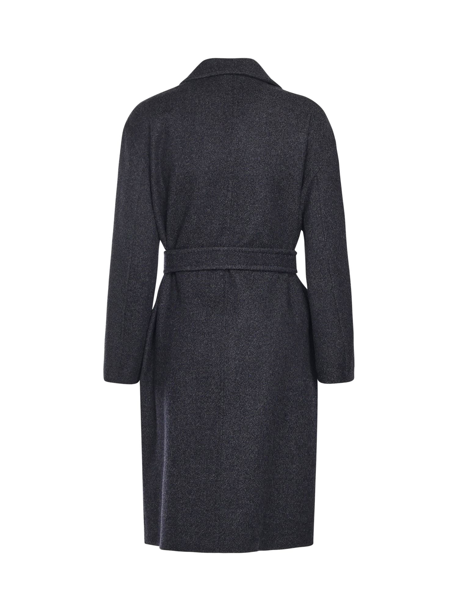 Max Mara Denim-effect Wool Coat In Black