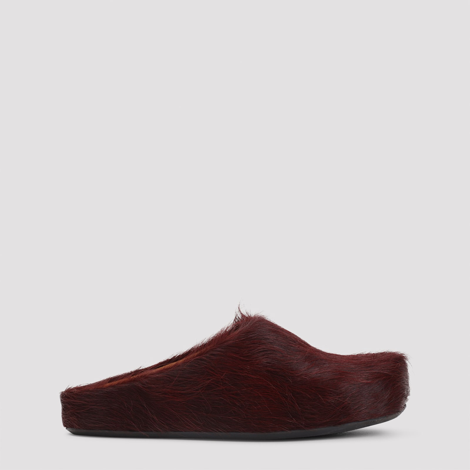 Marni Wild Cherry Calf Hair Fussbett Sabot Mules In Black