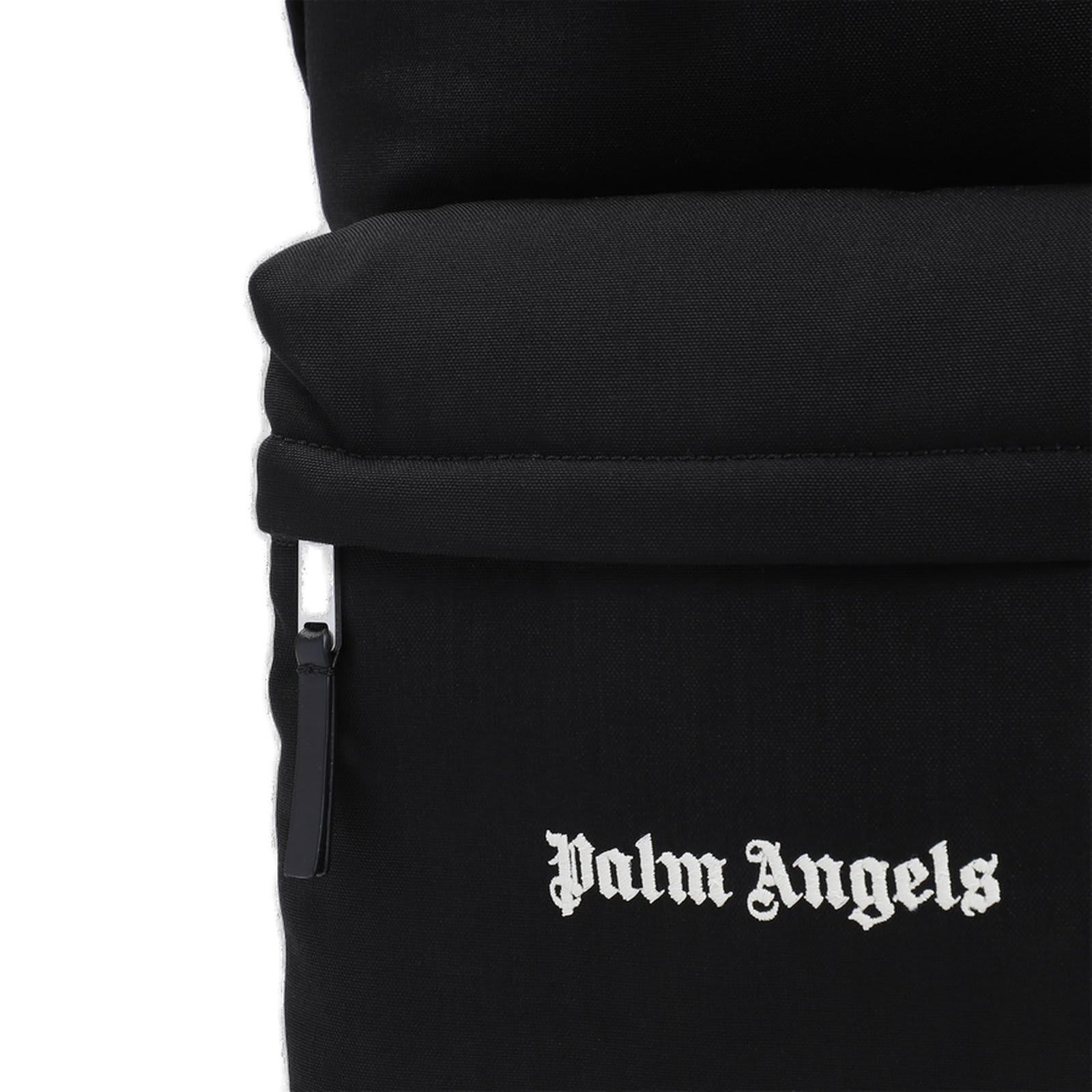 Shop Palm Angels Logo Embroidered Zipped Backpack In Black