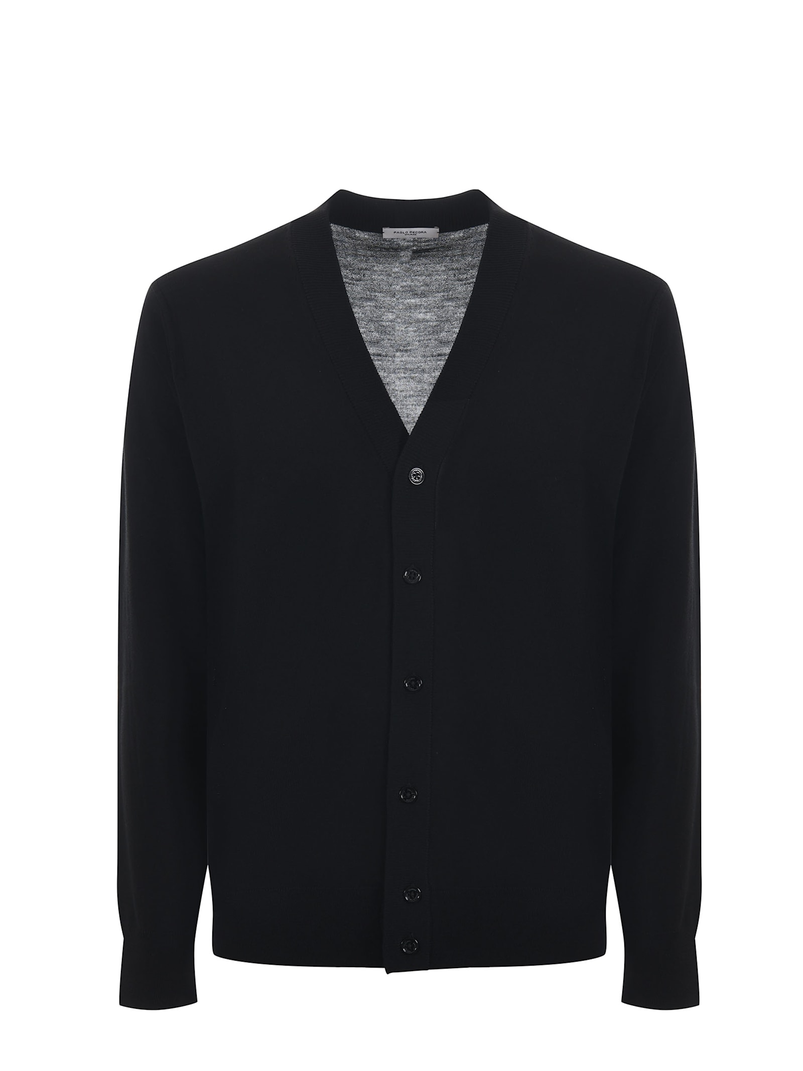 Shop Paolo Pecora Virgin Wool Cardigan In Black