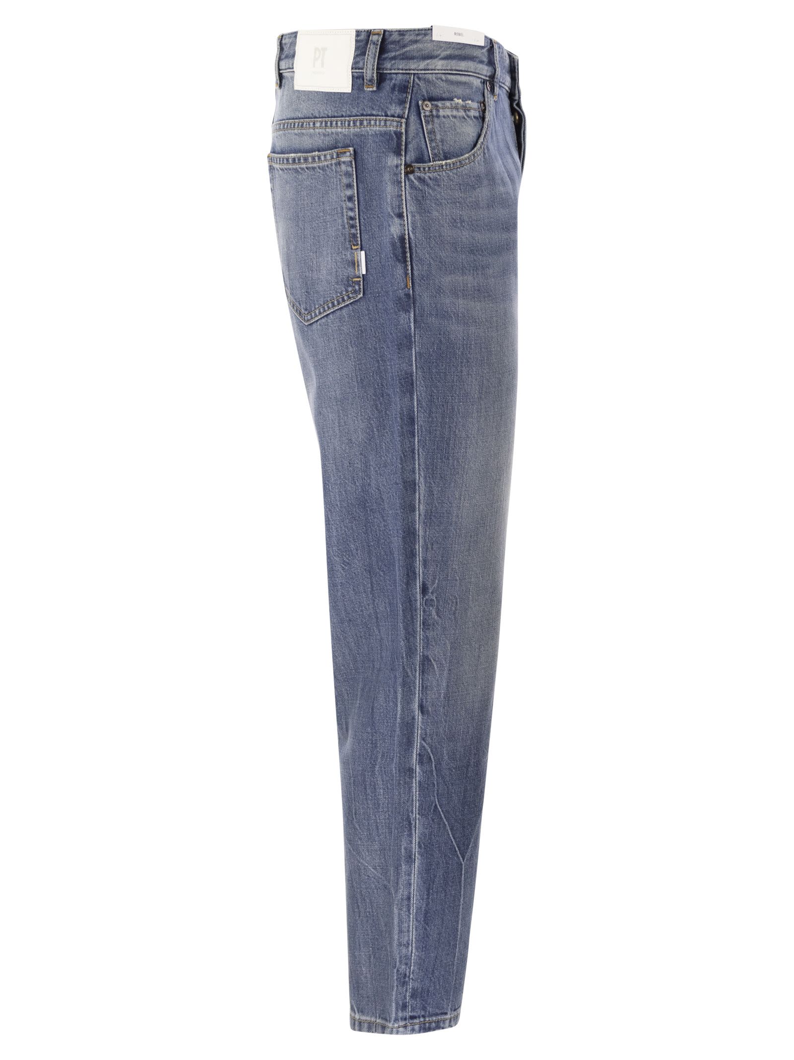 Shop Pt01 Rebel- Straight-leg Jeans In Medium Denim