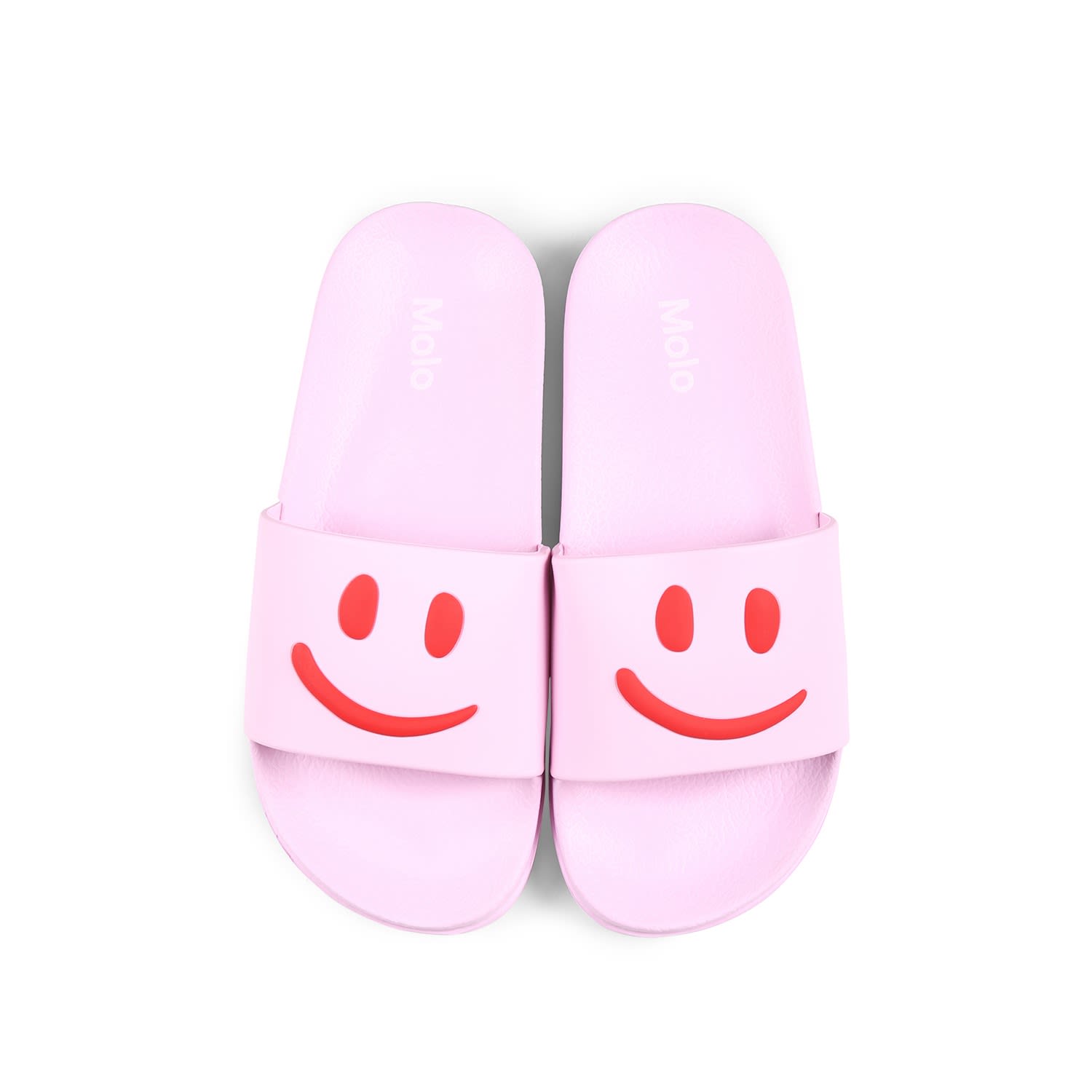 Molo Pink Slippers For Girl With Smiley In Pink