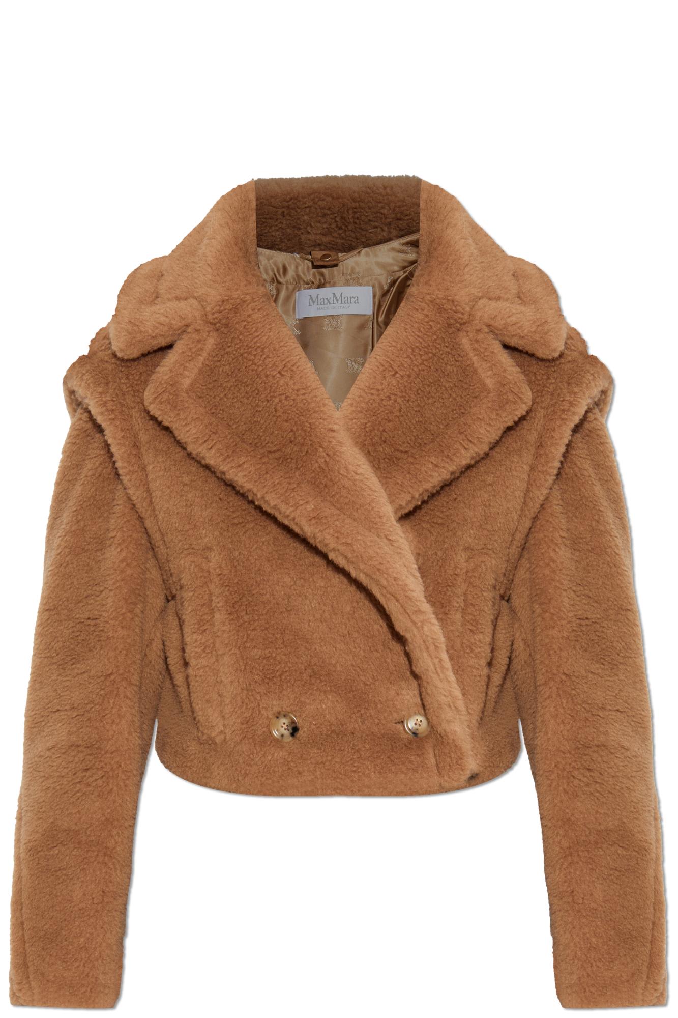 Max Mara Santos Double Breasted Cropped Coat In Brown