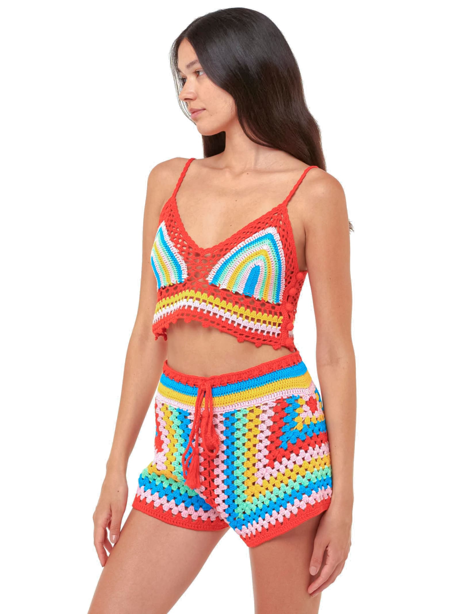 Mc2 Saint Barth Multicolor Crochet Shorts In Multicolor