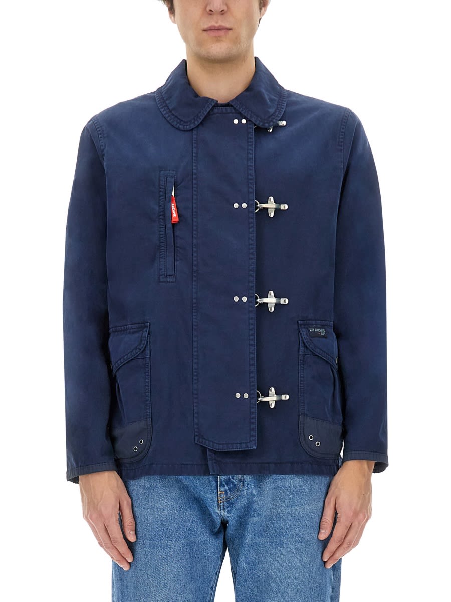 Fay Relaxed-fit Jacket With Button-up Front In Blue