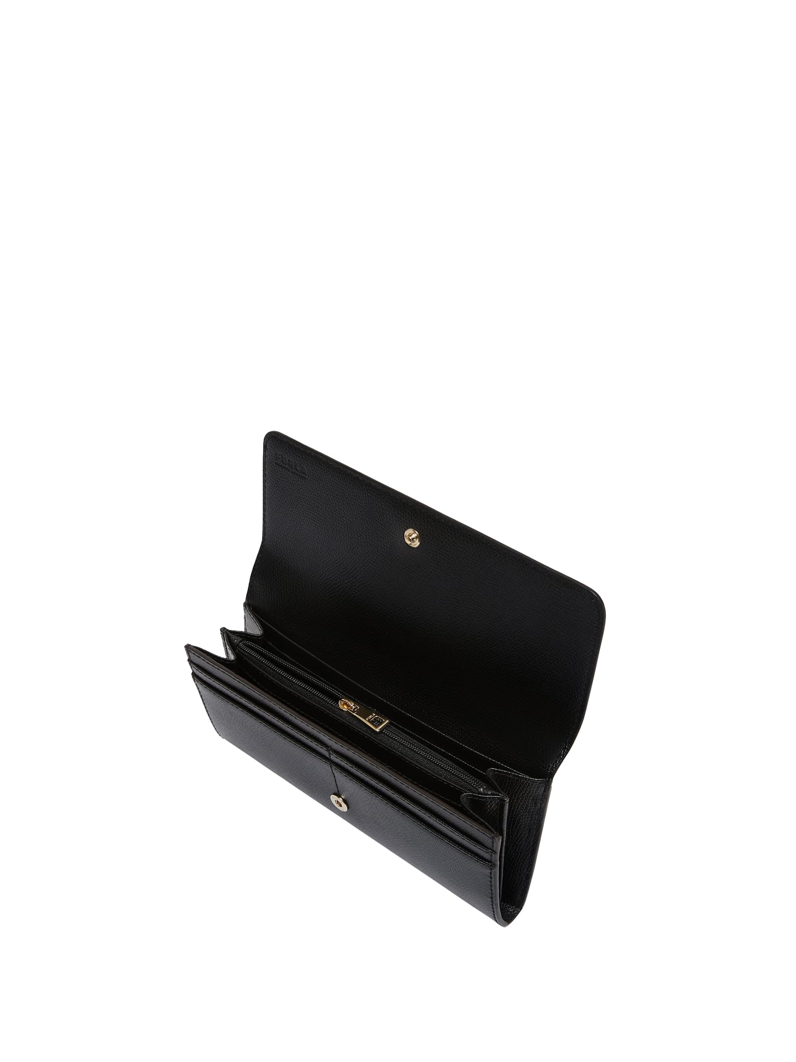 Shop Furla Camelia Black Continental Wallet In Printed Leather In Nero