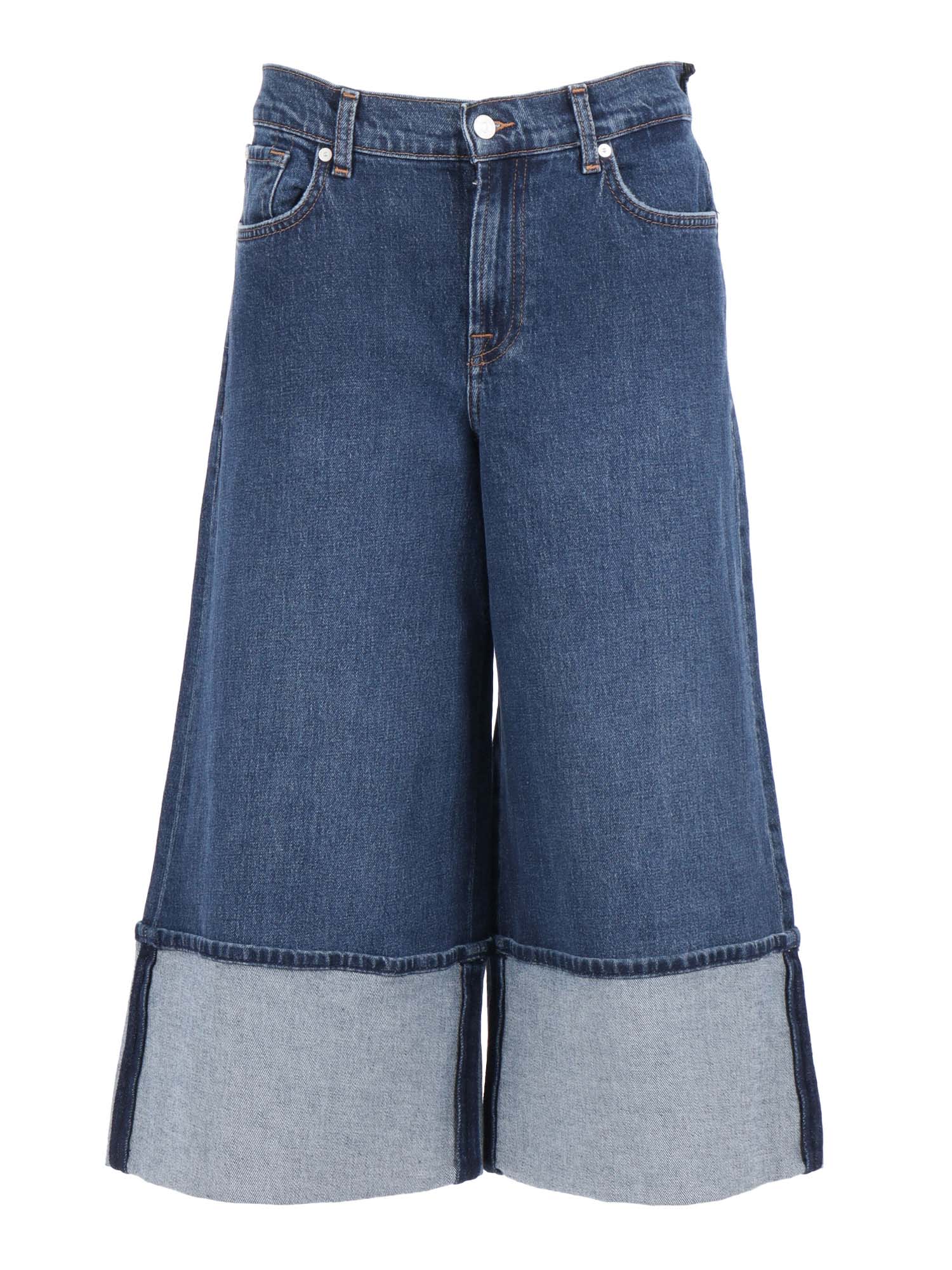 7 For All Mankind Culotte Radar With Wide Cuff In Blue