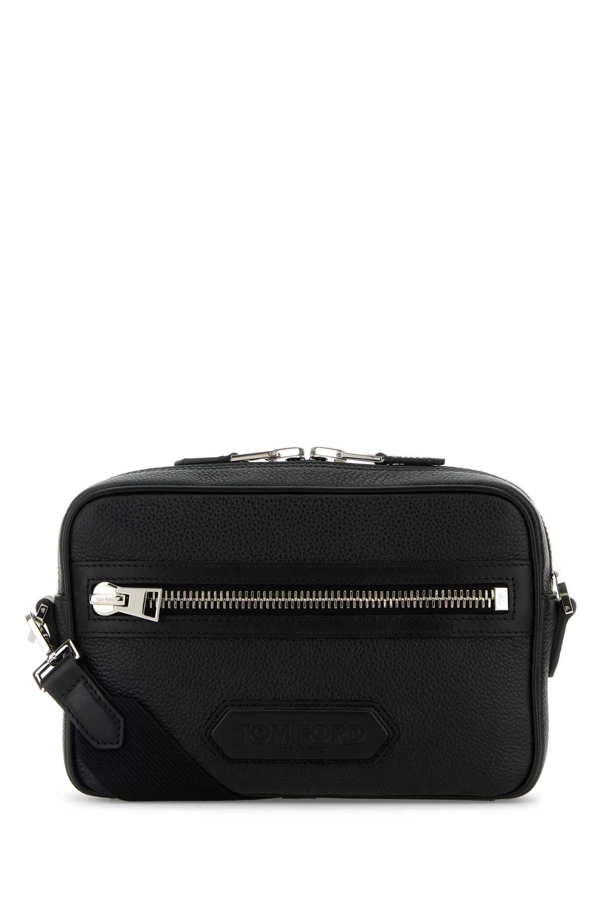 Tom Ford Black Leather Small Messenger Crossbody Bag