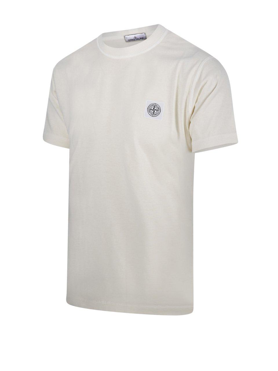 Stone Island Ivory Combed Organic Cotton Jersey T-shirt In Neutrals