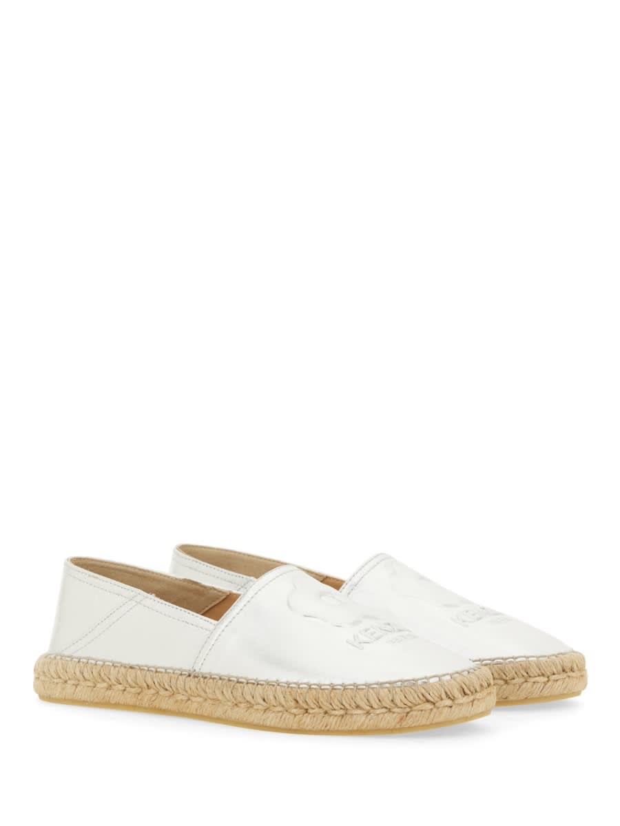 Shop Kenzo Leather Espadrilles In Silver