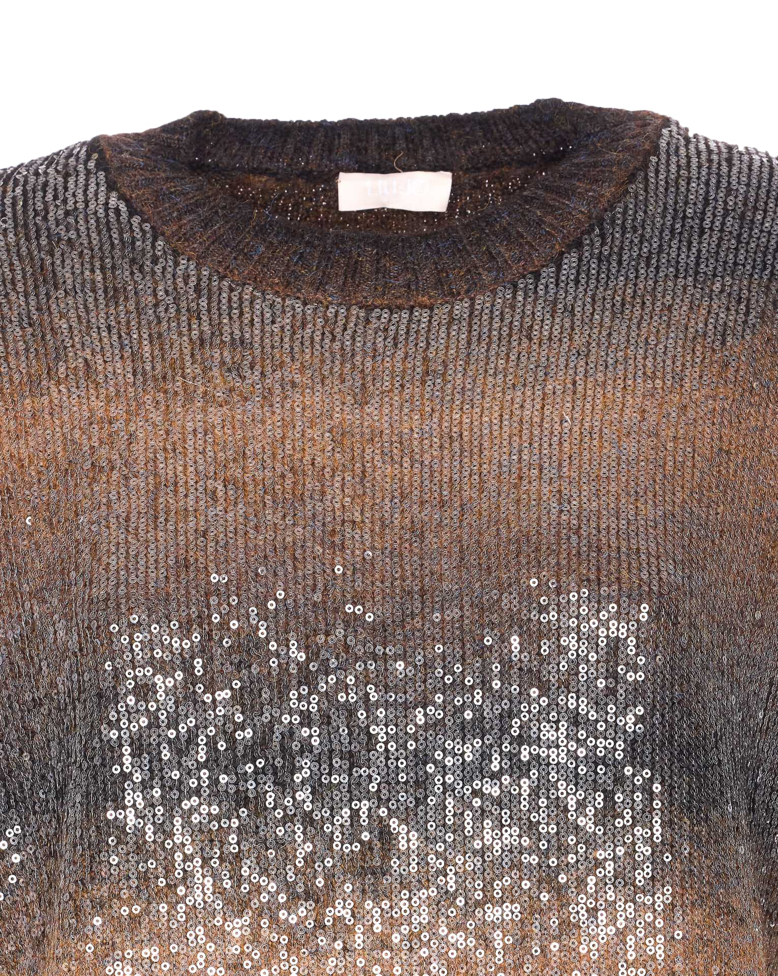 Liu •jo Gradient Brown Sequined Knit Mini Dress In Brown