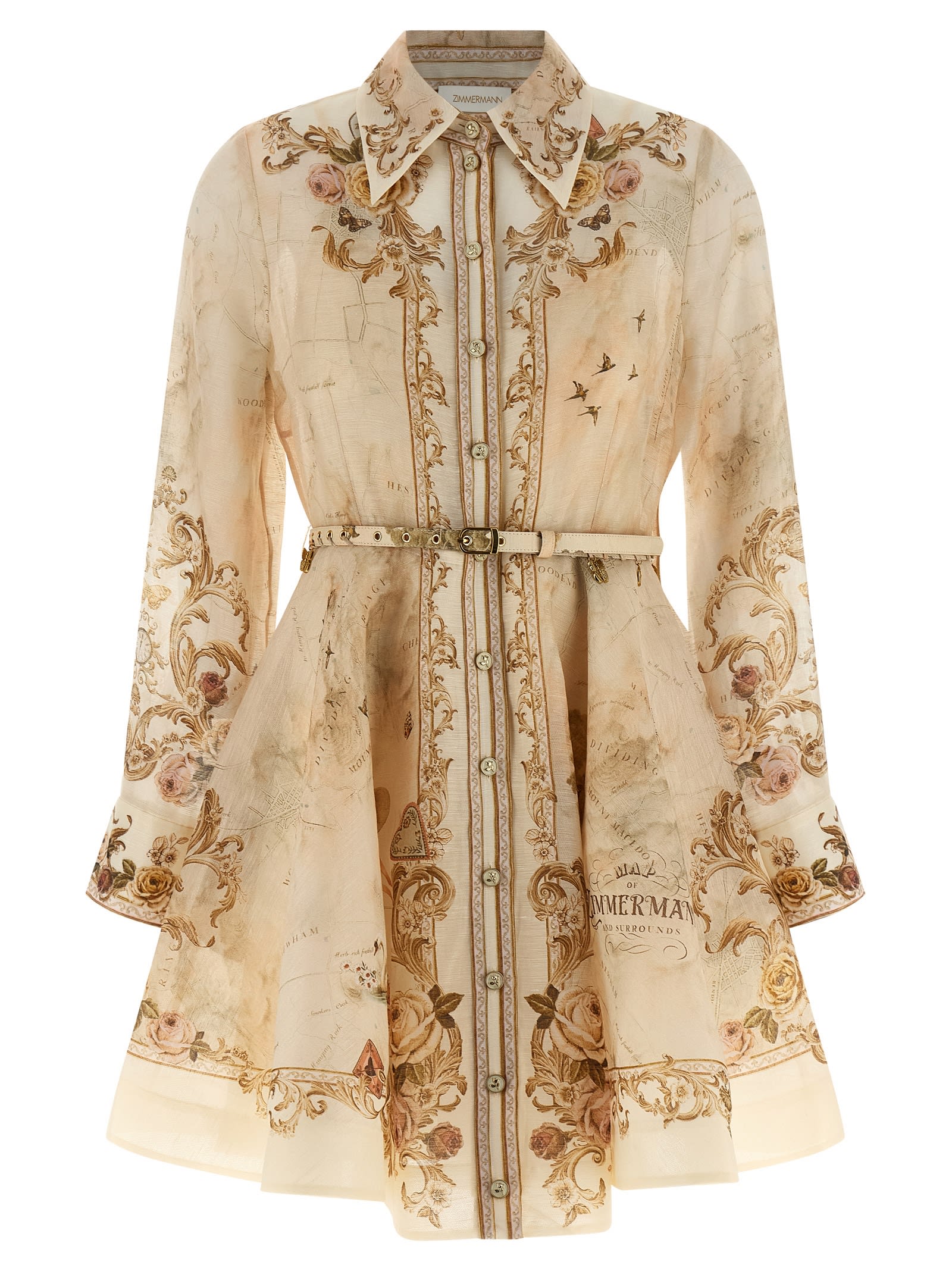 Zimmermann Memento Buttoned Dresses Beige In Brown