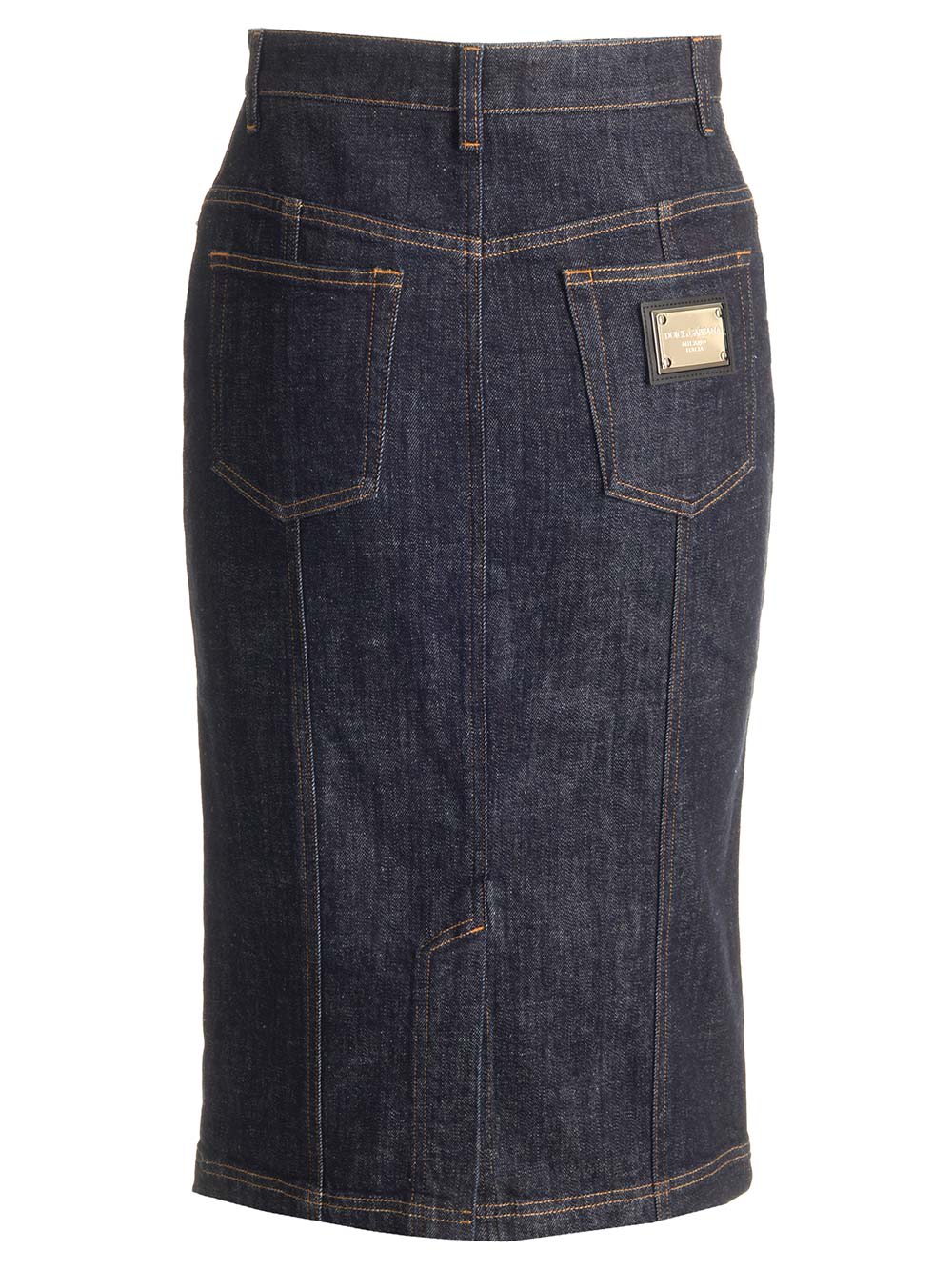Shop Dolce & Gabbana Blue Denim Midi Skirt