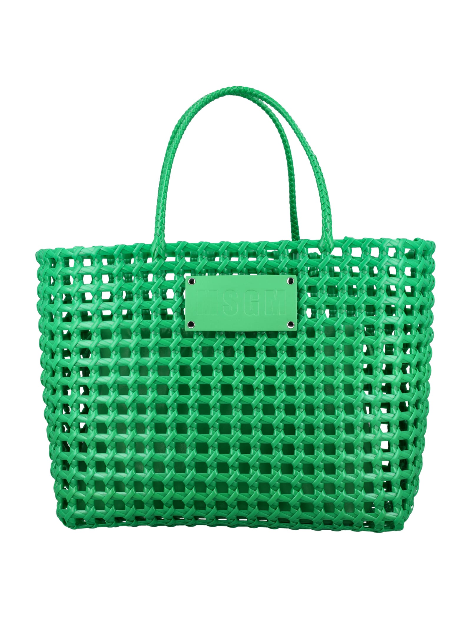 Msgm Tote Bag In Green