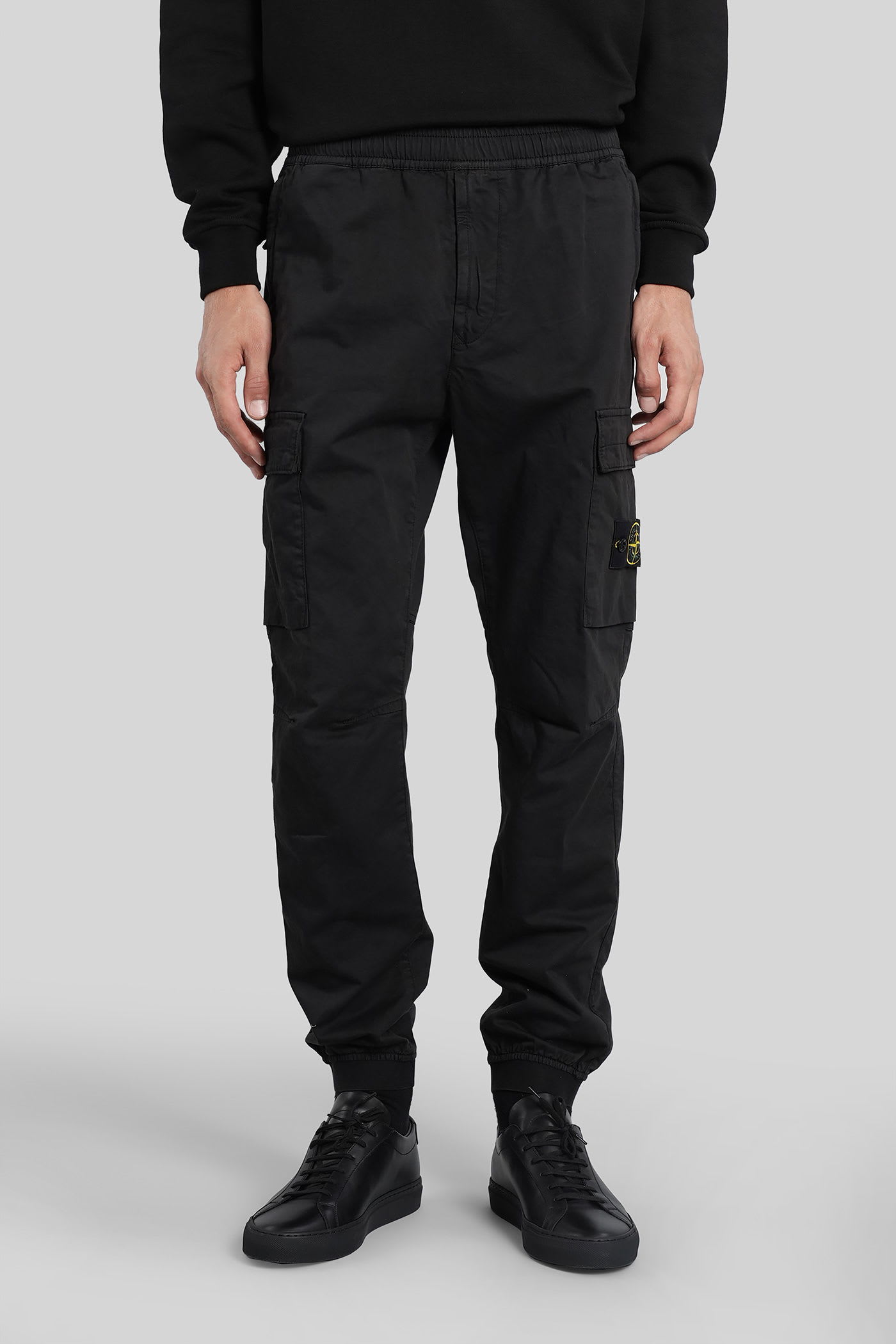 Stone Island Utility Trousers Featuring Elasticated Cuffs In Black