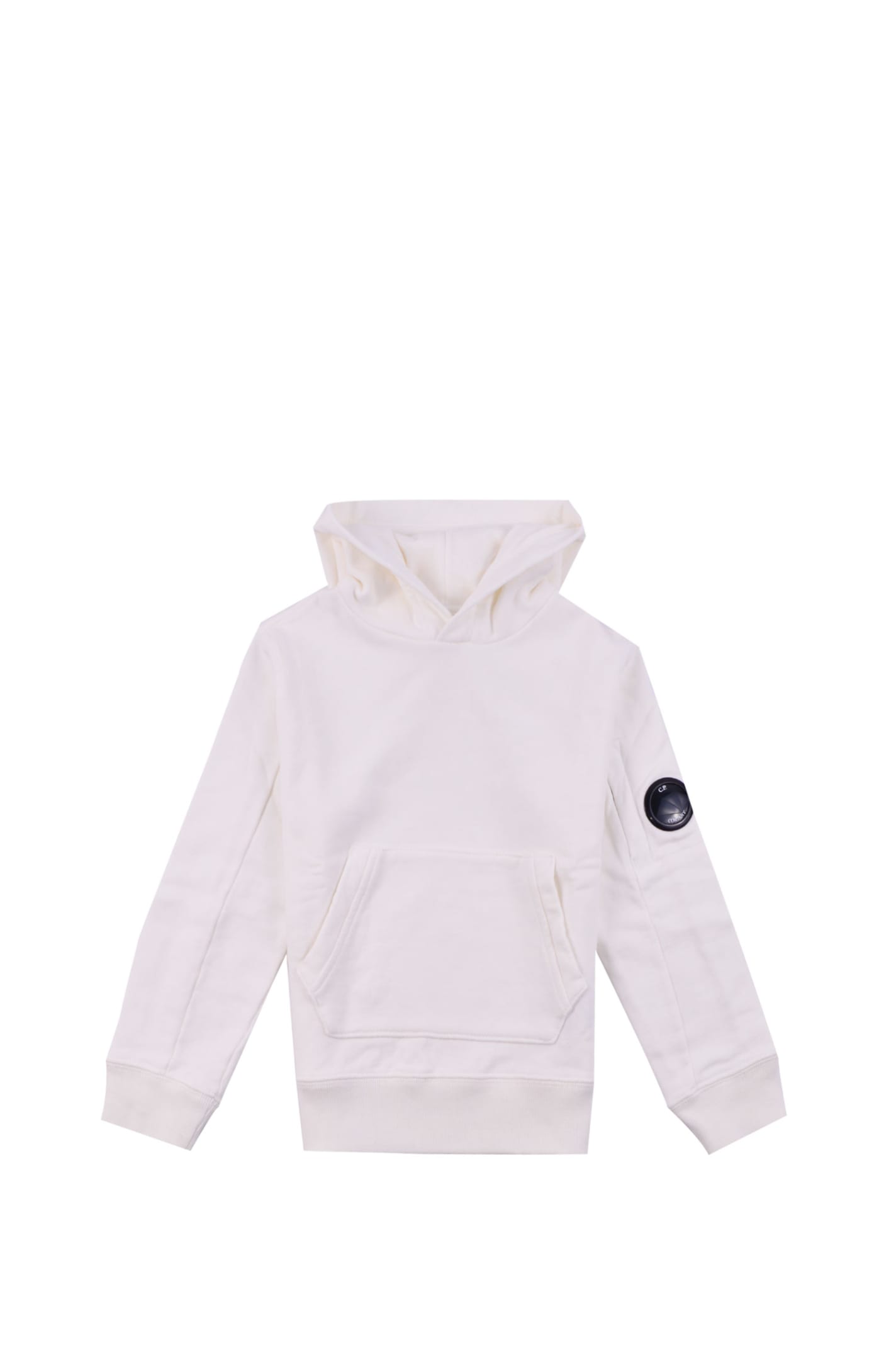 C.p. Company Kids' Cotton Hoodie In White