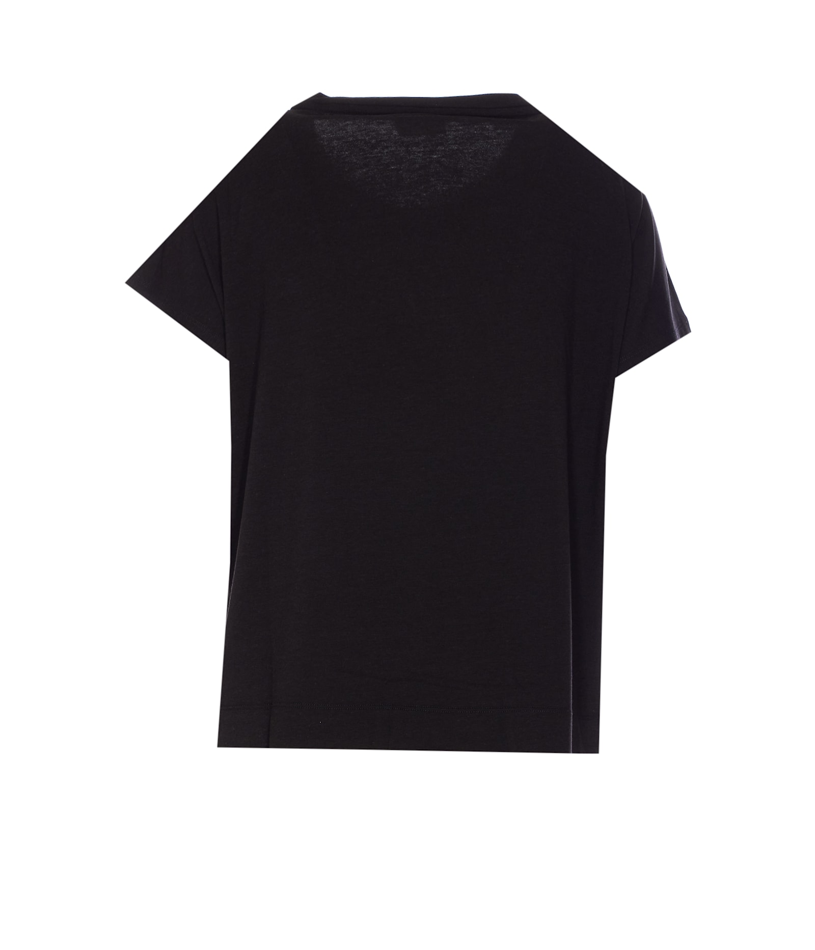 Liu •jo Crewneck T-shirt With Graphic And Strass Detail In Black