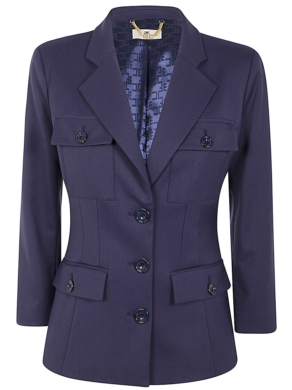 Shop Elisabetta Franchi Jacket In Navy