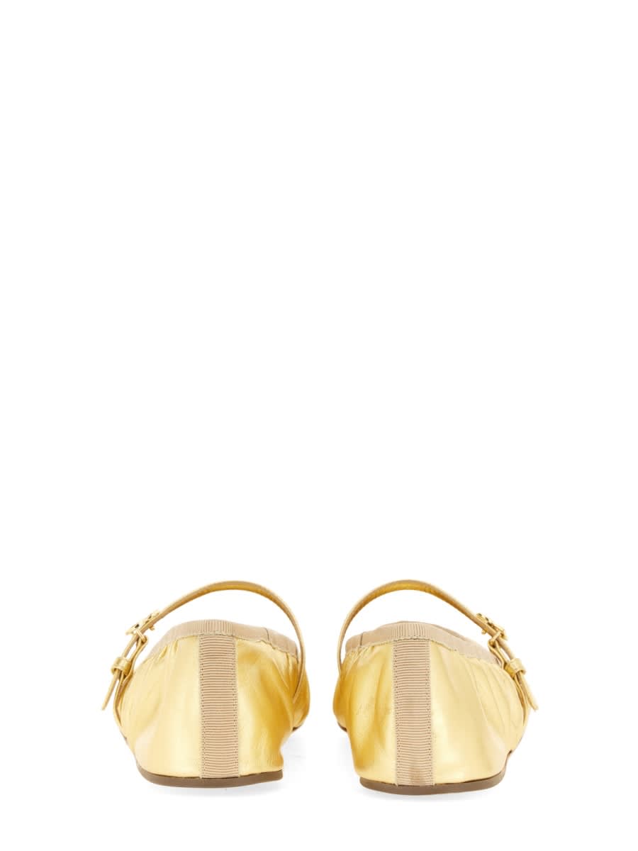 Shop Dolce & Gabbana Mordoré Nappa Ballerina In Gold