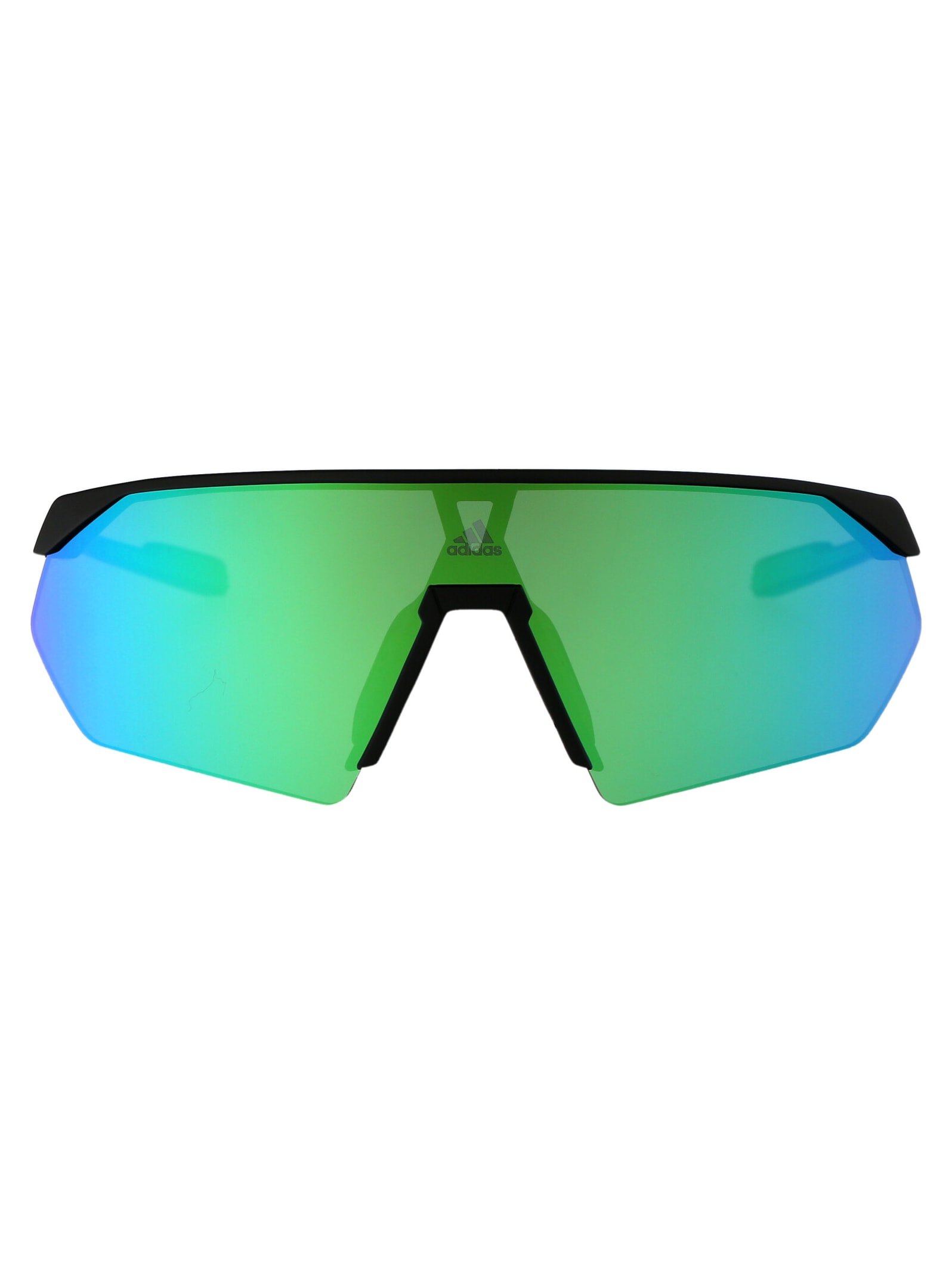 Adidas Originals Prfm Shield Sunglasses In 02q Nero Opaco/verde Specchiato