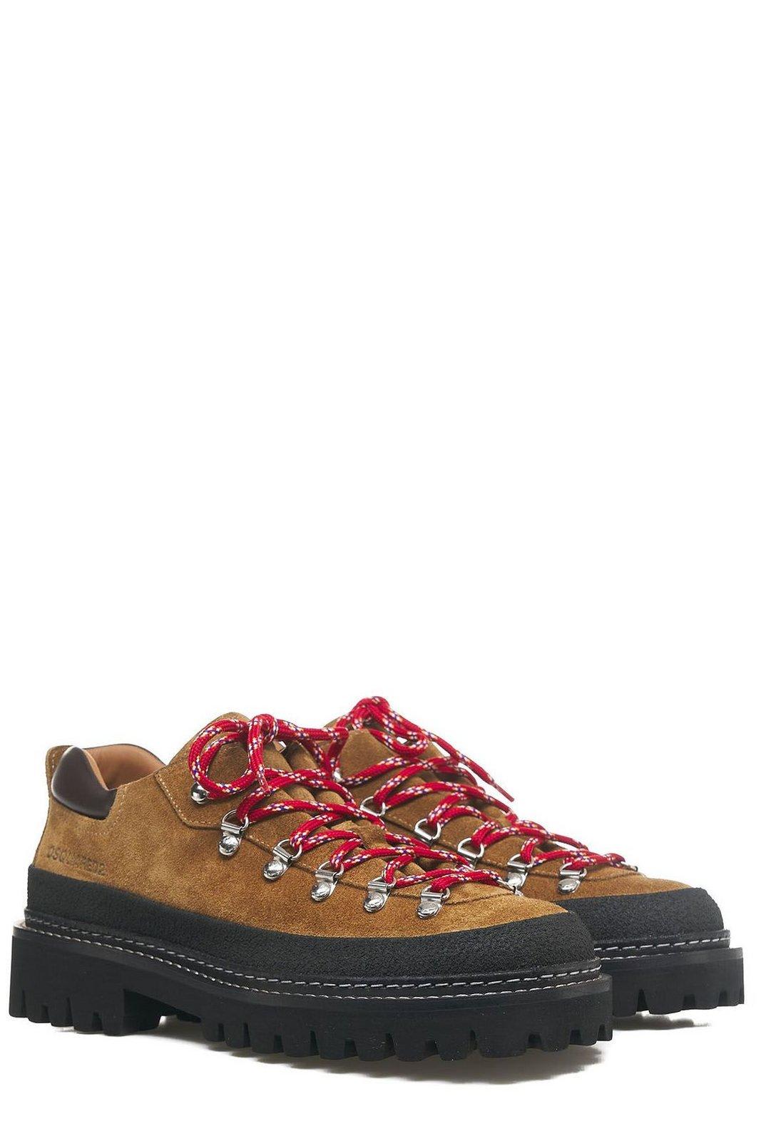 Shop Dsquared2 Logo Embossed Lace-up Sneakers In Camel