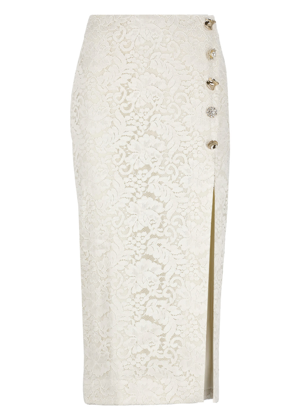 Shop Self-portrait Cord Lace Skirt In Ivory