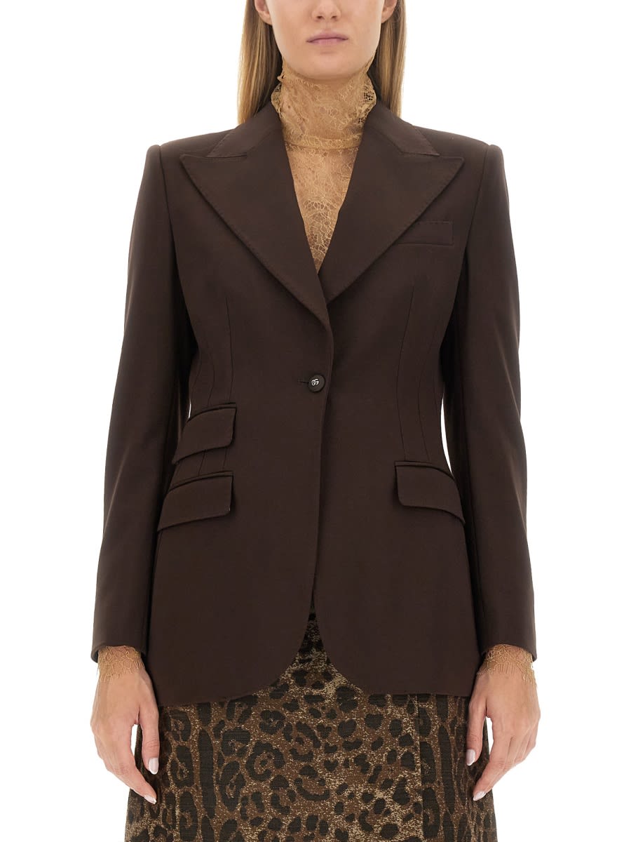 Shop Dolce & Gabbana Double-breasted Jacket In Dark Brown