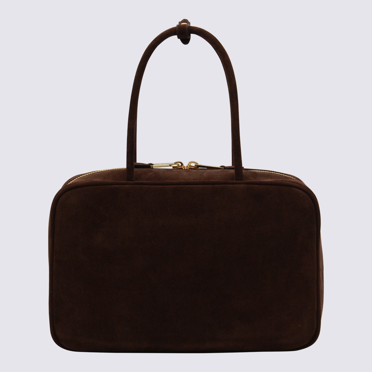 Miu Miu Dark Brown Leather Beau Large Top Handle Bag In Brown
