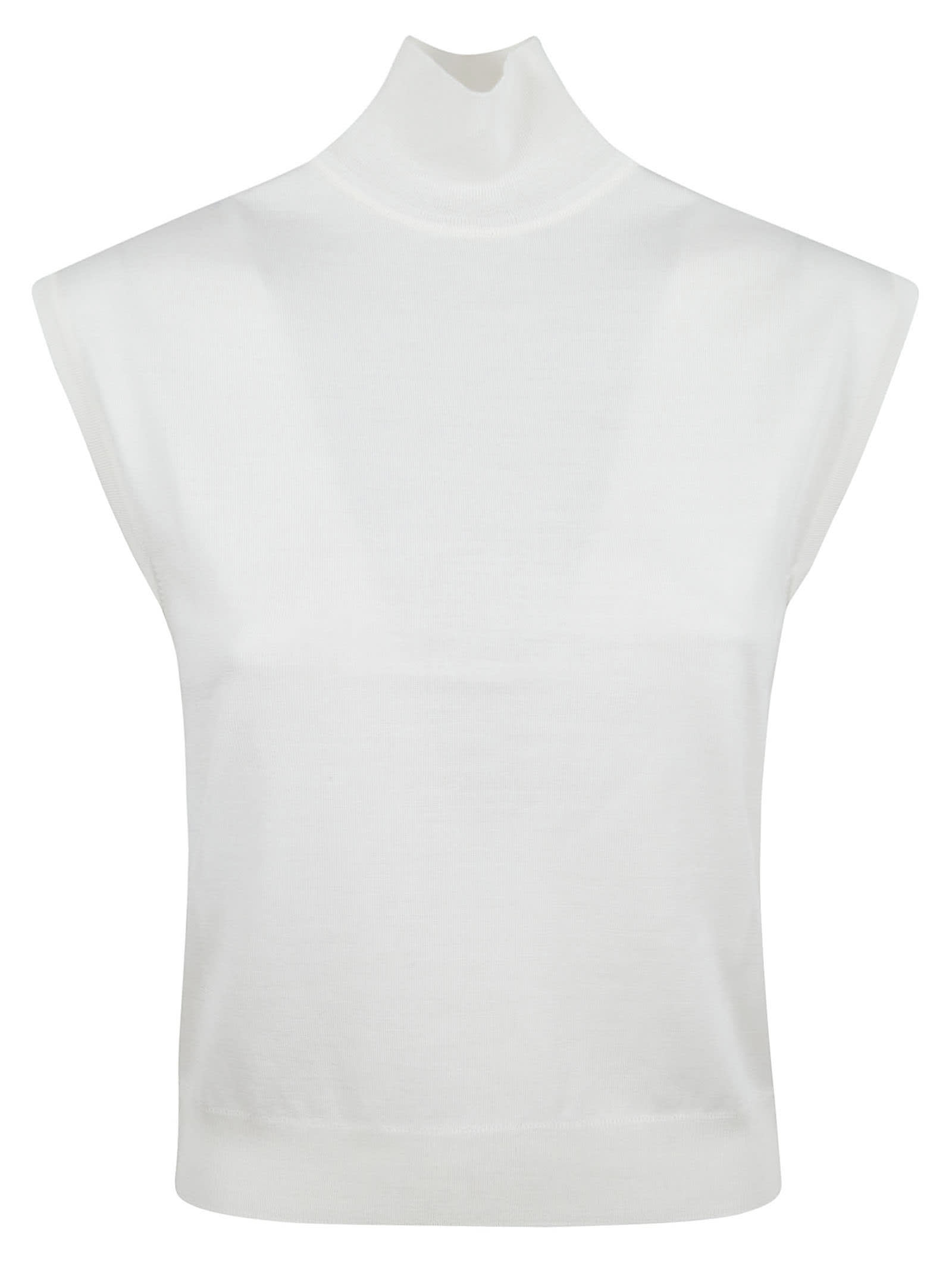 Shop Alberta Ferretti Cropped Sleeveless Top In Ivory