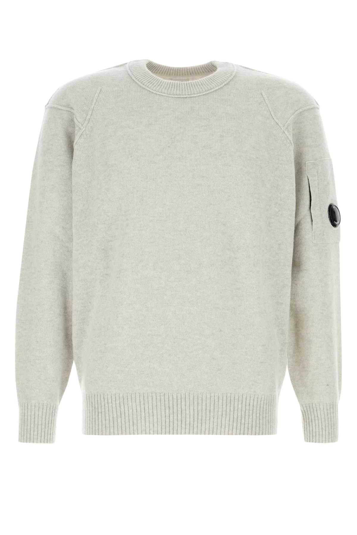 C.p. Company Wool Blend Crew Neck Sweater With Patch Pocket In Gray