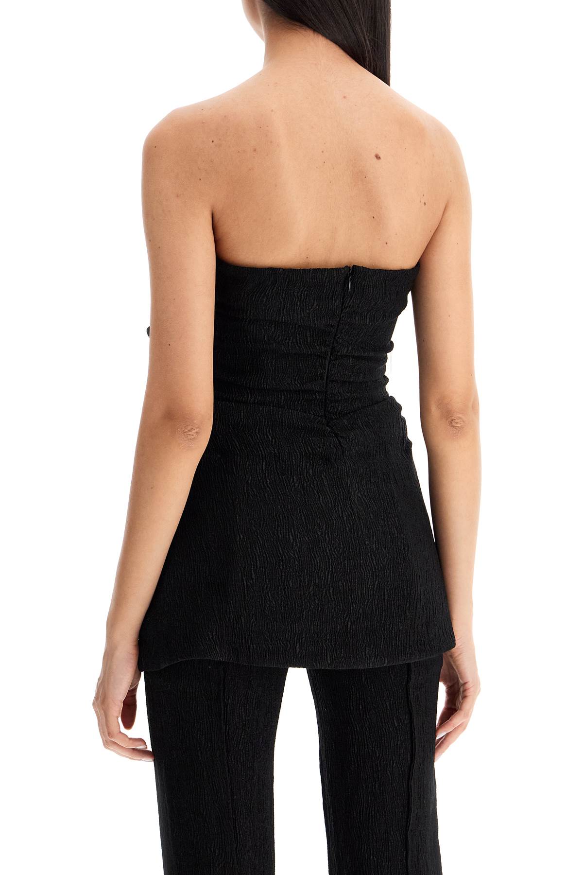 Shop Ganni Strapless Viscose Top For In Black